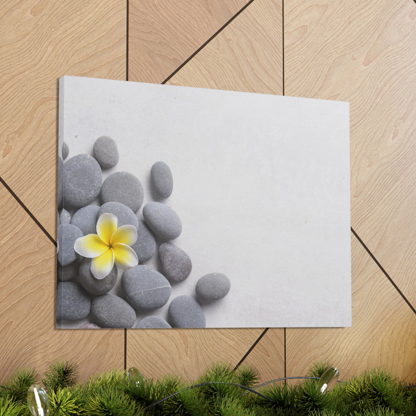 Frangipani and Zen Stones Forest Floral Nature Photography Canvas Wall Art for Home Decor Ready-to-Hang-Express Your Love Gifts