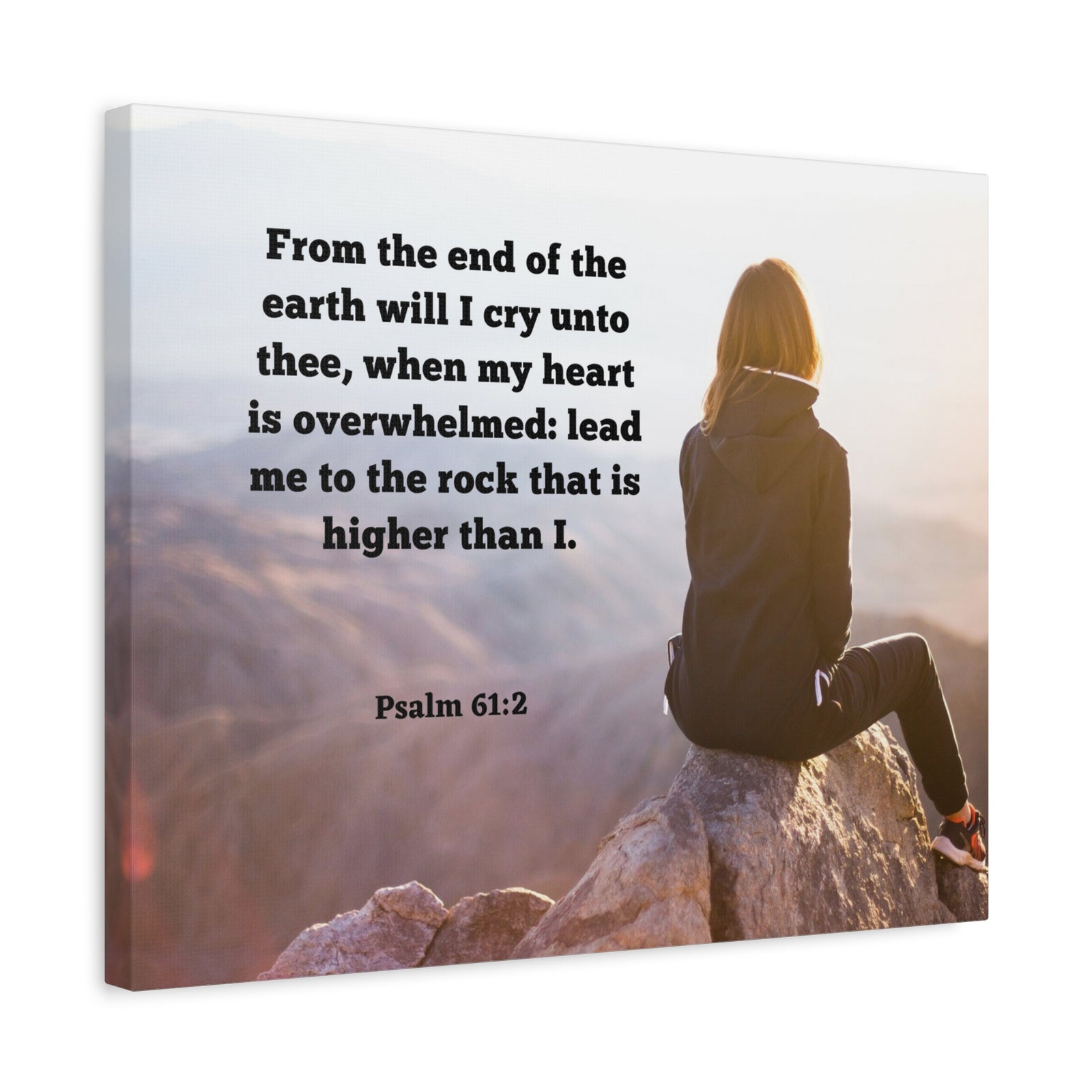 Scripture Canvas Heart Is Overwhelmed Psalms 61:2 Christian Wall Art Bible Verse Print Ready to Hang-Express Your Love Gifts