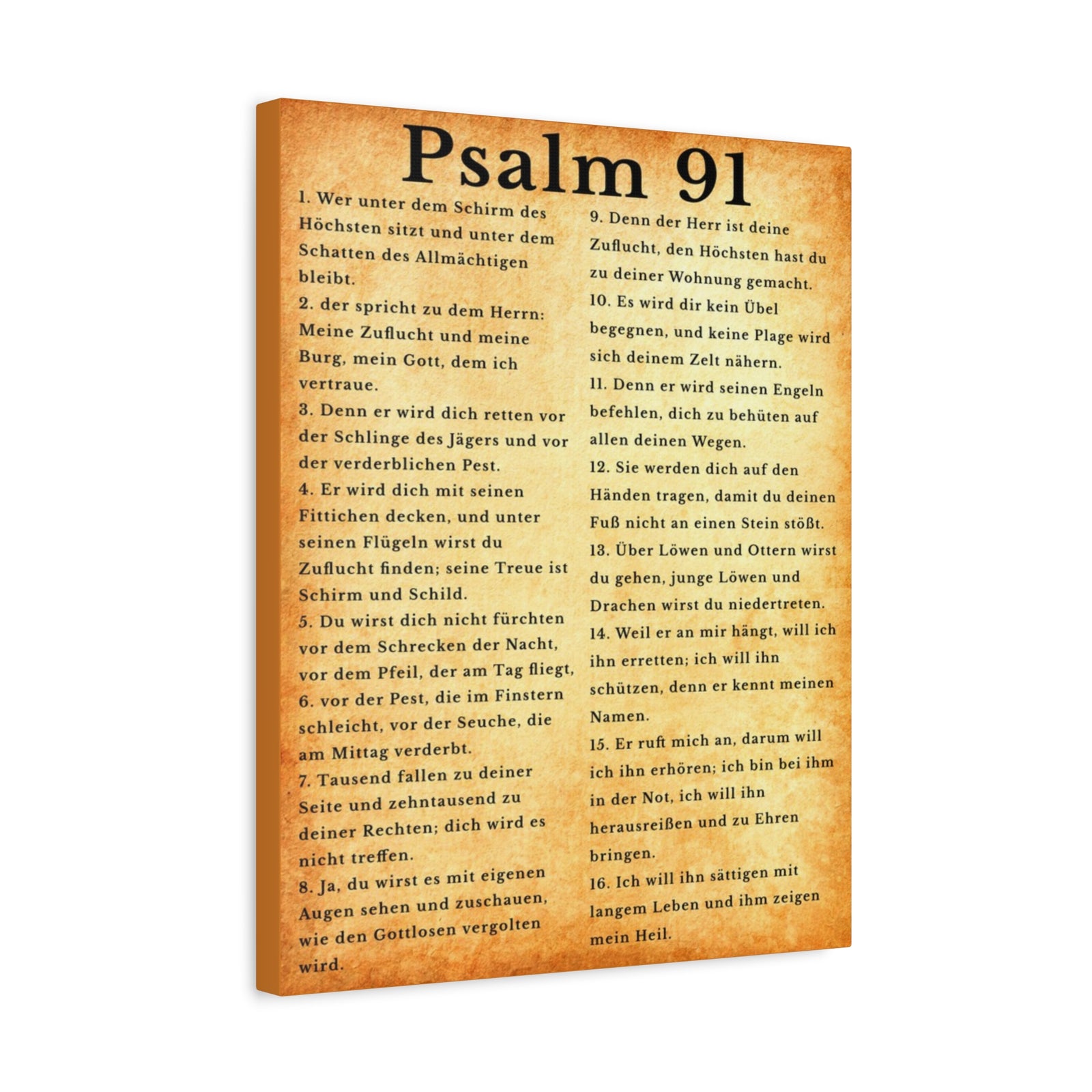 Scripture Walls Psalm 91 German Gold Bible Verse Canvas Christian Wall Art Ready to Hang Unframed-Express Your Love Gifts