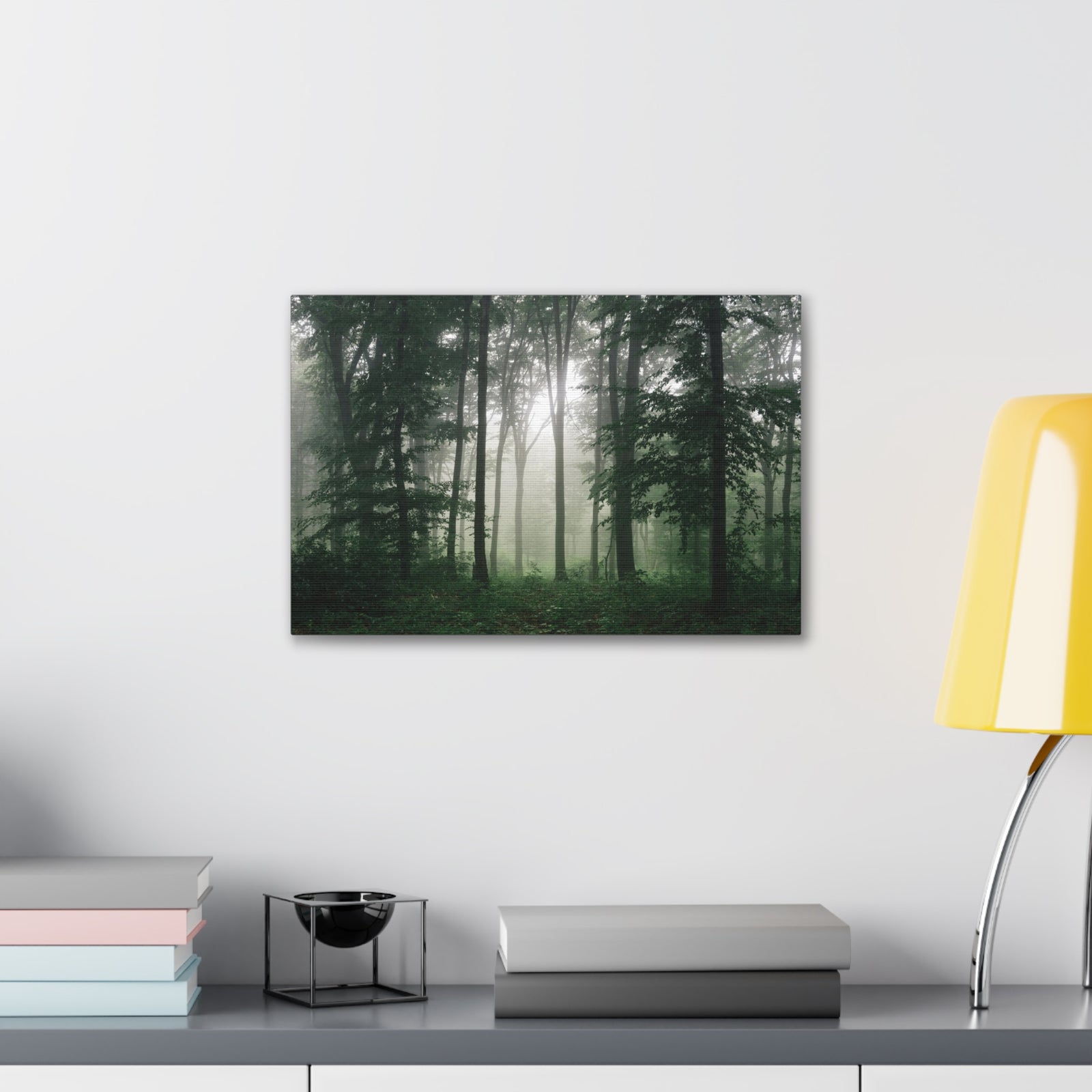 Pine Tree Misty Forest Nature Wilderness Photography Canvas Wall Art for Home Decor Ready-to-Hang-Express Your Love Gifts
