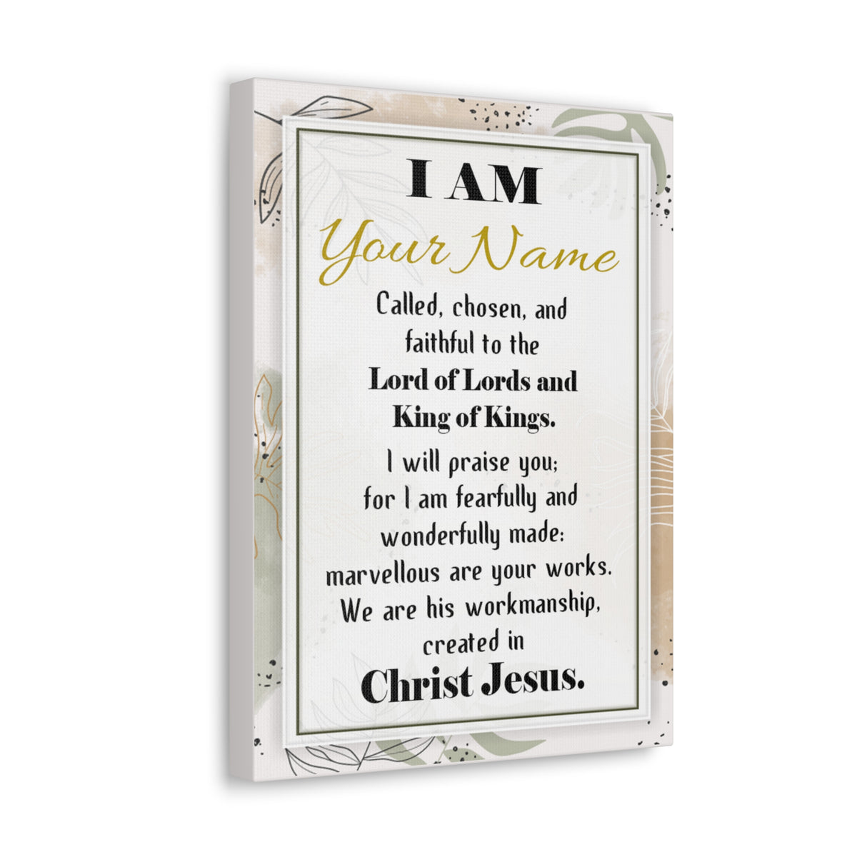 Personalized Called Chosen in Christ's Workmanship Bible Chapter Canvas Christian Wall Art Ready to Hang-Express Your Love Gifts