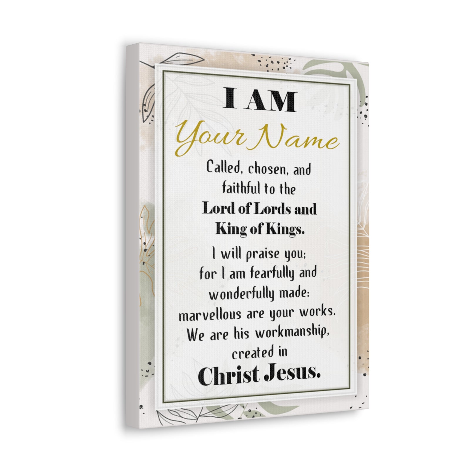 Personalized Called Chosen in Christ's Workmanship Bible Chapter Canvas Christian Wall Art Ready to Hang-Express Your Love Gifts