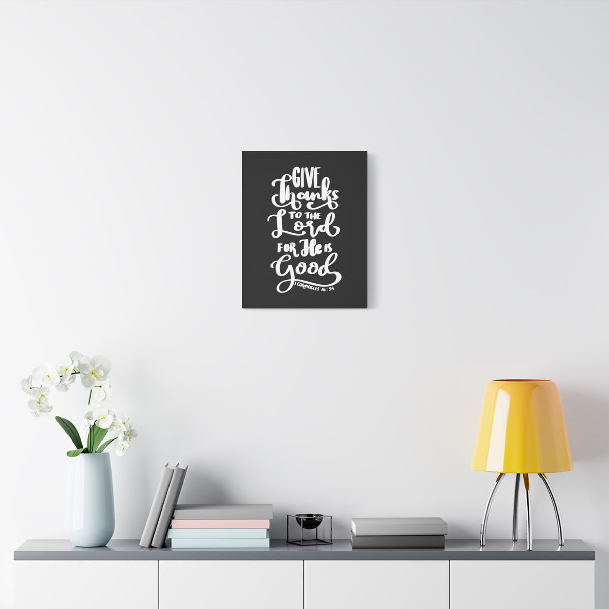 Scripture Walls Give Thanks To The Lord 1 Chronicles 16:34 Bible Verse Canvas Christian Wall Art Ready to Hang-Express Your Love Gifts