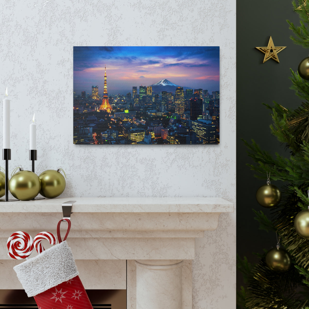 Tokyo Night Skyline Canvas Artwork High-Quality Breathtaking Stunning Cityscape for Home Decor Ready to Hang-Express Your Love Gifts