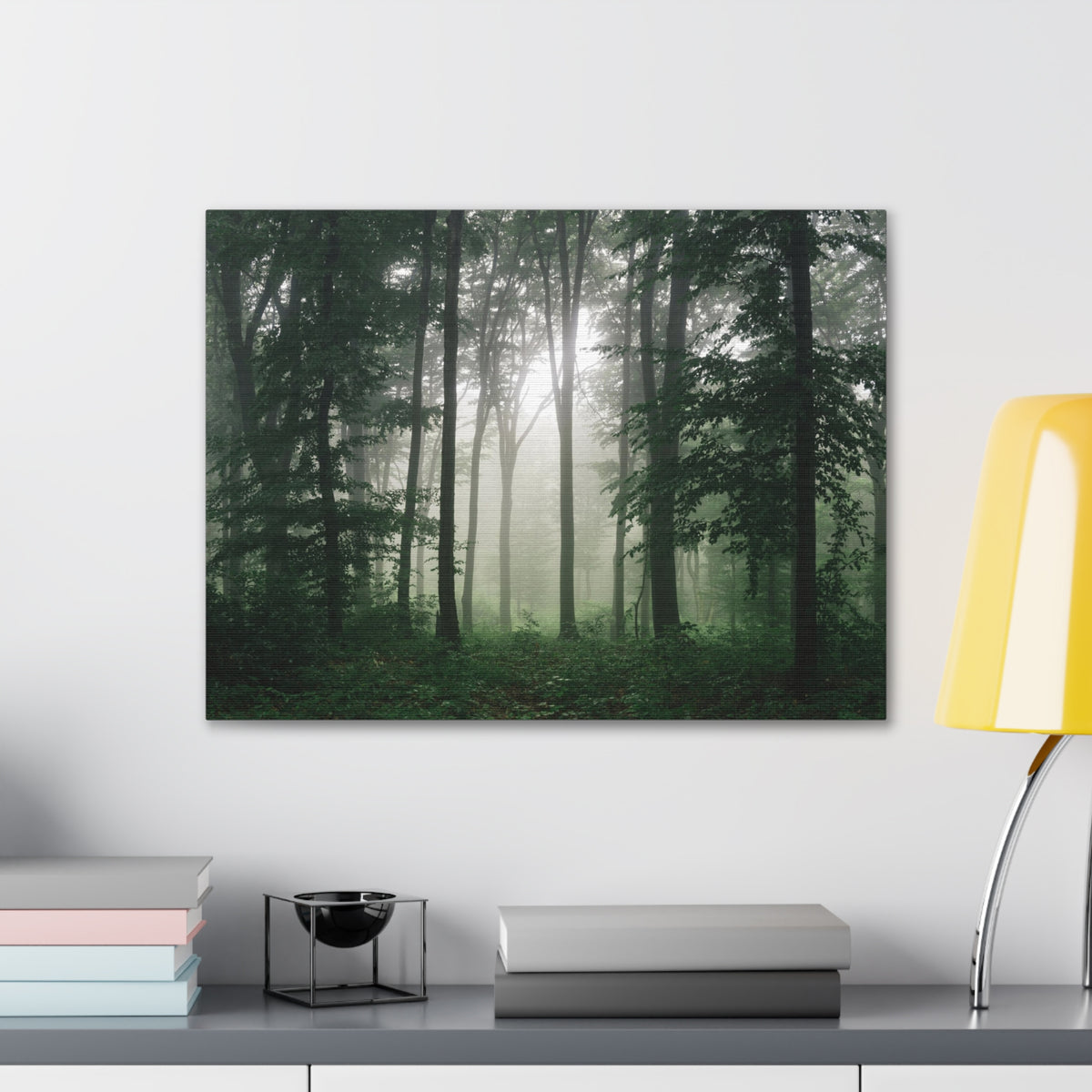 Pine Tree Misty Forest Nature Wilderness Photography Canvas Wall Art for Home Decor Ready-to-Hang-Express Your Love Gifts