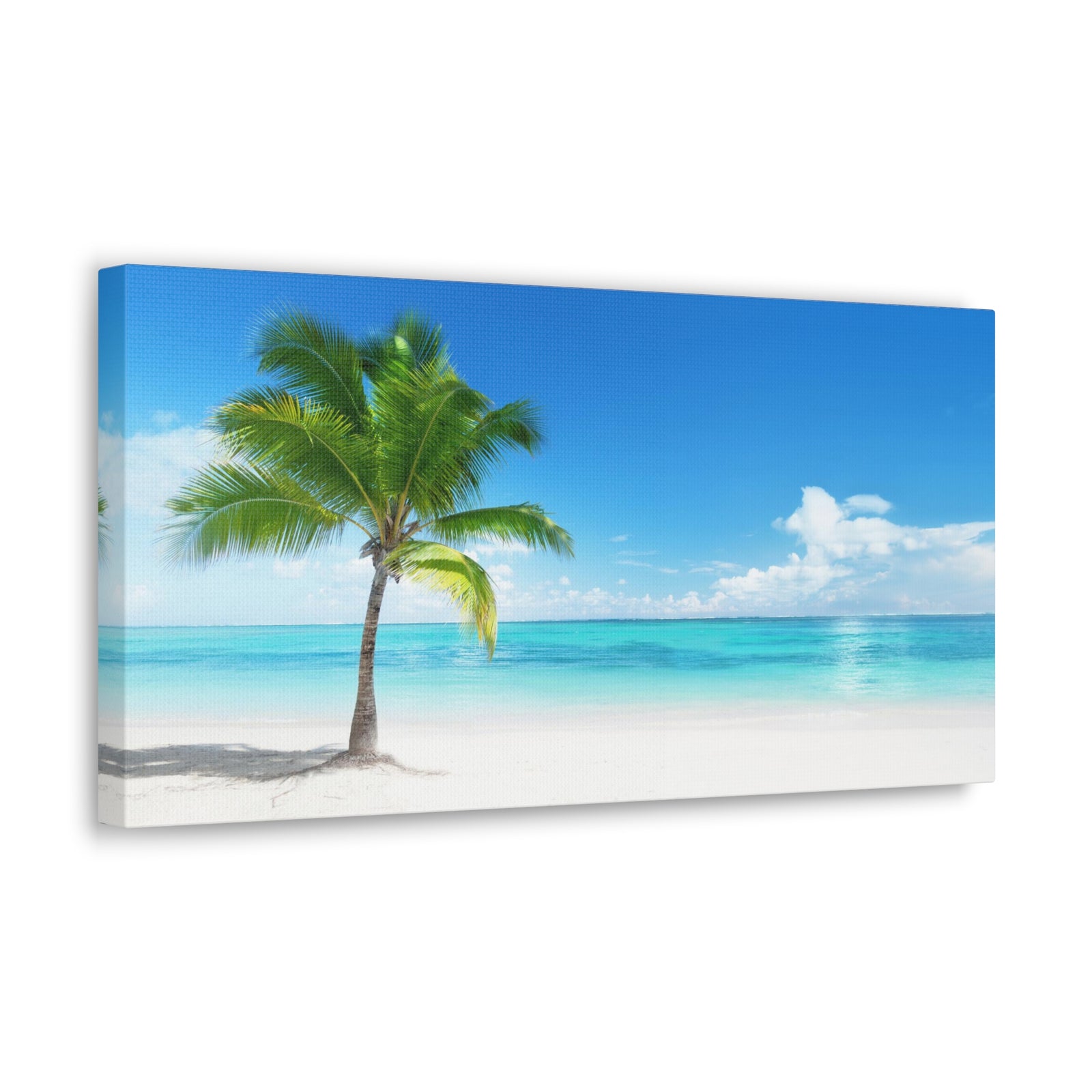 Palm on the beach in Daylight Ocean Canvas Wall Art for Home Decor Ready-to-Hang-Express Your Love Gifts