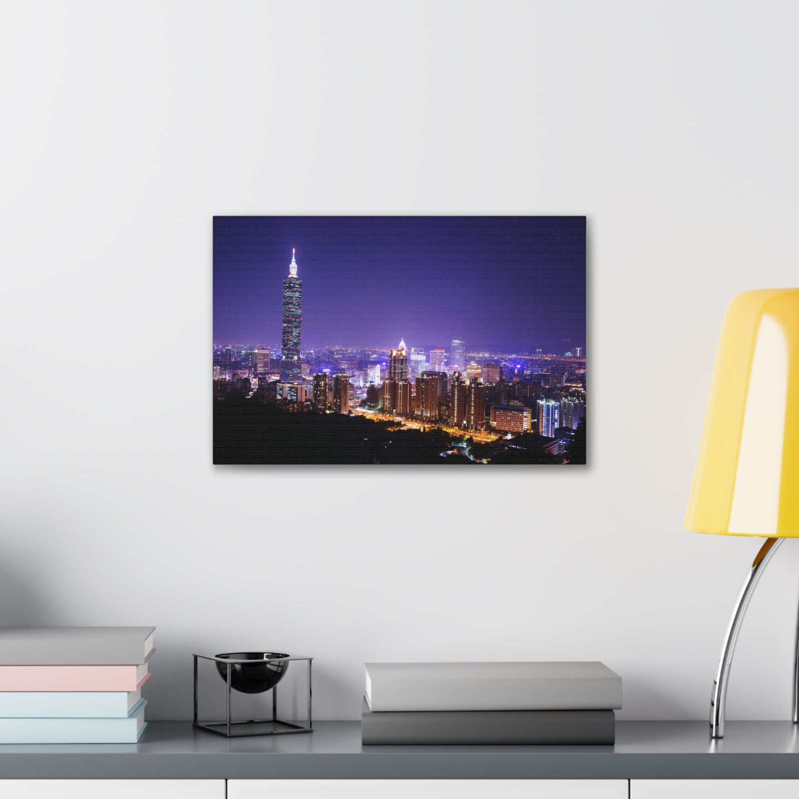 Taipei Night Skyline Canvas Artwork High-Quality Breathtaking Stunning Cityscape for Home Decor Ready to Hang-Express Your Love Gifts