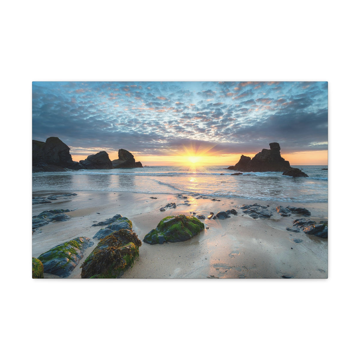 Sunset At Porthcothan Bay Canvas Wall Art for Home Decor Ready-to-Hang-Express Your Love Gifts