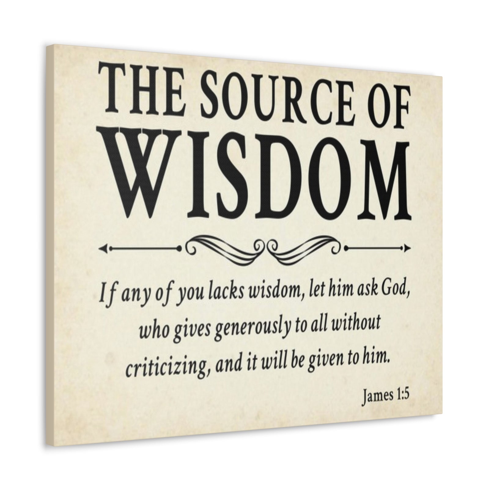 Scripture Walls James 1:5 The Source of Wisdom White Bible Verse Canvas Christian Wall Art Ready to Hang Unframed-Express Your Love Gifts