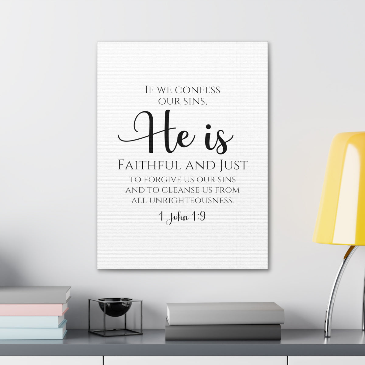 Scripture Walls 1 John 1:9 Faithful and Just Bible Verse Canvas Bible Verse Canvas Christian Wall Art Ready to Hang Unframed-Express Your Love Gifts