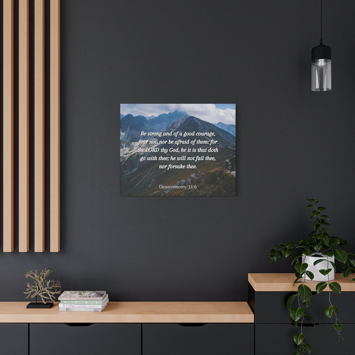 Scripture Canvas Good Courage Deuteronomy 31:6 Christian Wall Art Bible Verse Print Ready to Hang-Express Your Love Gifts