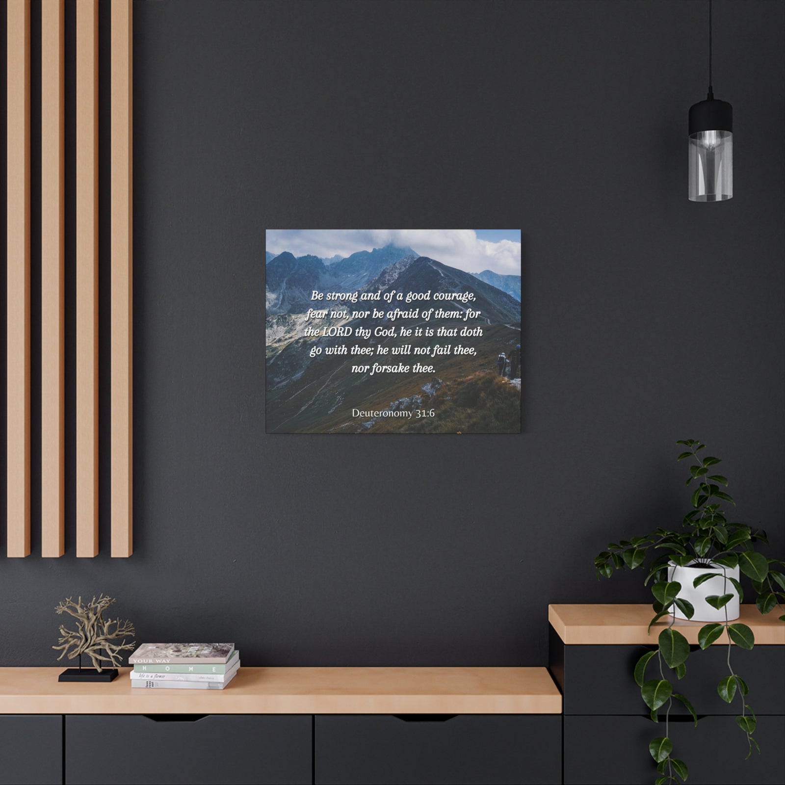 Scripture Canvas Good Courage Deuteronomy 31:6 Christian Wall Art Bible Verse Print Ready to Hang-Express Your Love Gifts