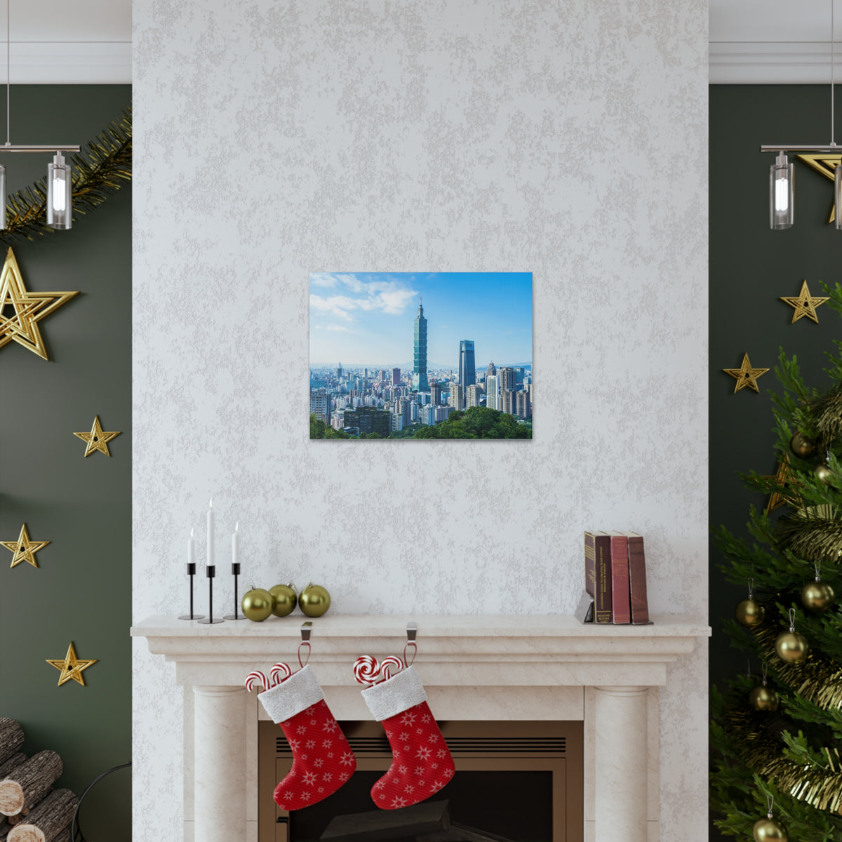 Taipei Daytime Skyline Canvas Artwork High-Quality Breathtaking Stunning Cityscape for Home Decor Ready to Hang-Express Your Love Gifts