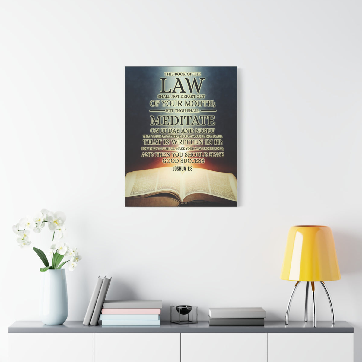 Scripture Canvas Book of the Law Joshua 1:8 Christian Wall Art Bible Verse Print Ready to Hang-Express Your Love Gifts