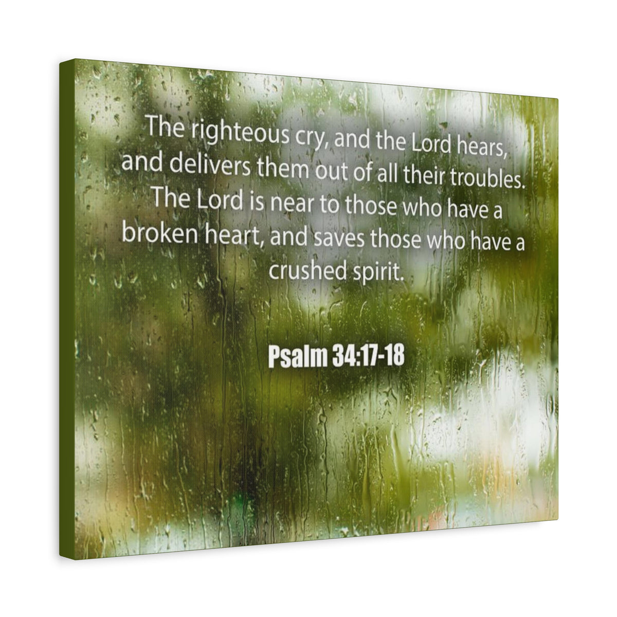 Scripture Canvas The Righteous Cry Psalm 34:17-18 Christian Wall Art Bible Verse Print Ready to Hang-Express Your Love Gifts