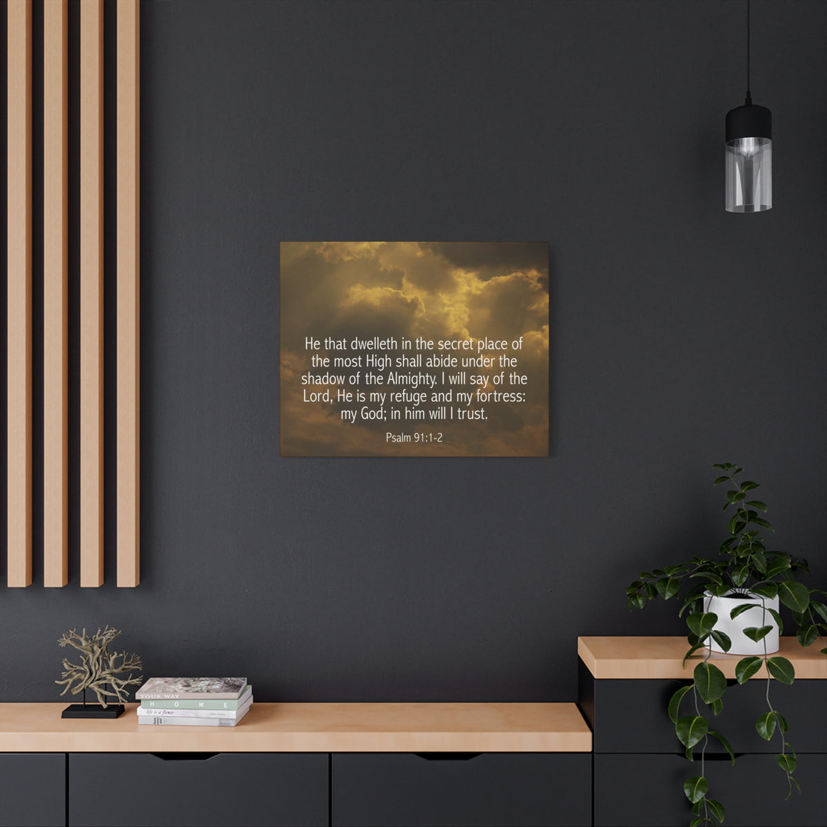 Bible Verse Canvas Secret Place Psalm 91:1-2 Christian Home Décor Wall Art Scripture Ready to Hang Faith Print-Express Your Love Gifts