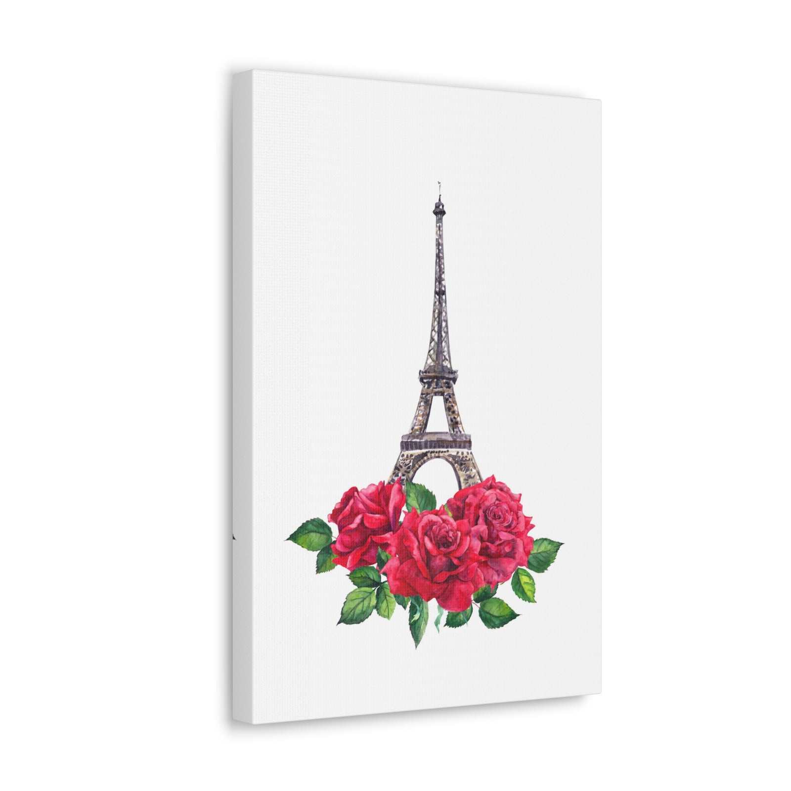 Eiffel Tower Red Rose Paris Illustration France Canvas Artwork High-Quality Breathtaking French City for Home Decor Ready to Hang-Express Your Love Gifts
