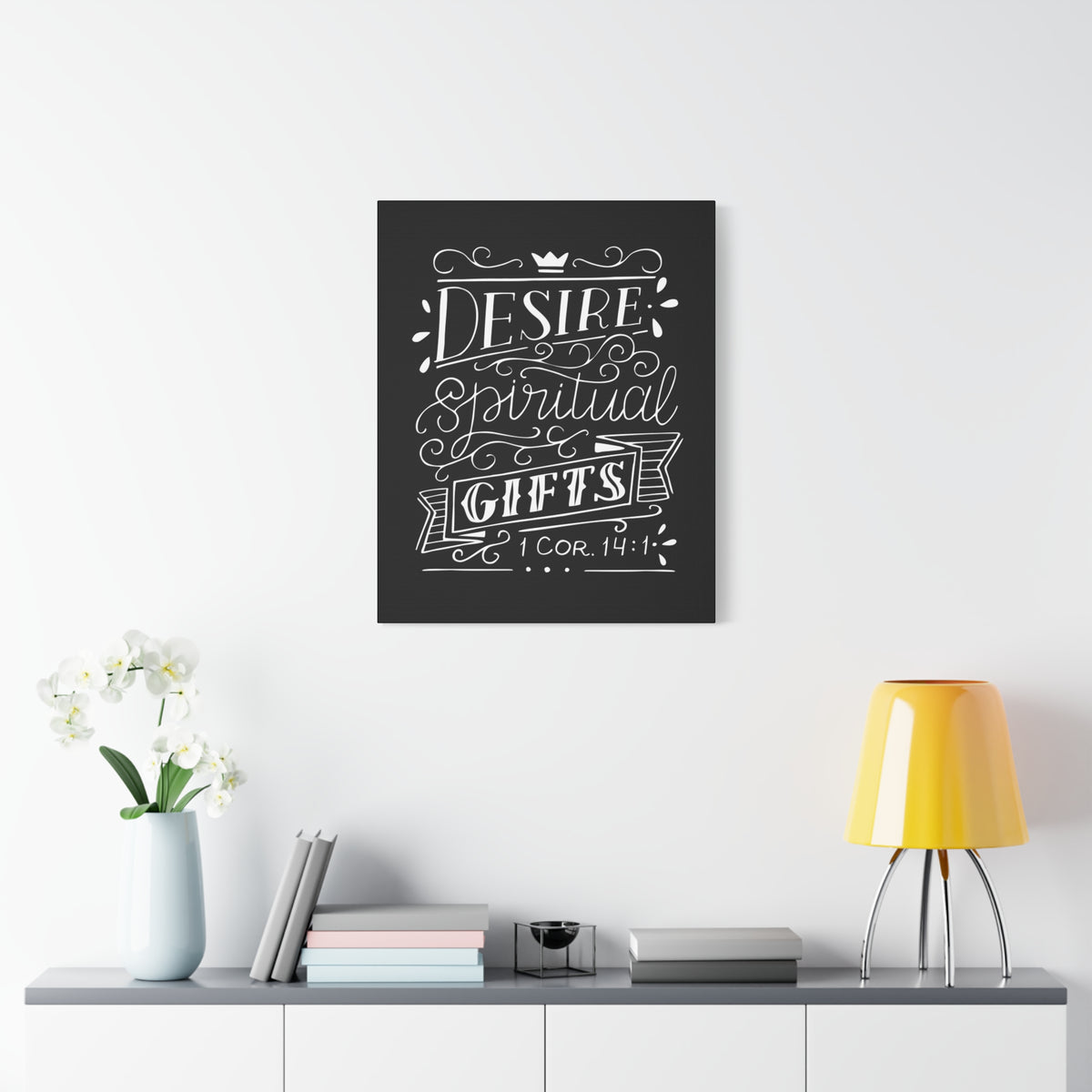 Scripture Canvas Desire Spiritual Gifts 1 Corinthians 14:1 Christian Wall Art Bible Verse Print Ready To Hang-Express Your Love Gifts