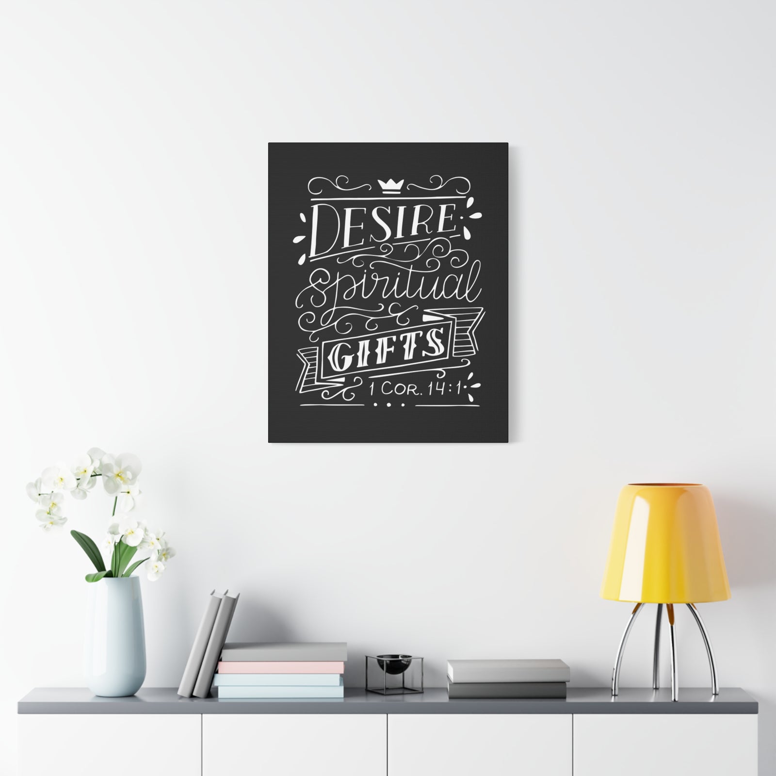 Scripture Canvas Desire Spiritual Gifts 1 Corinthians 14:1 Christian Wall Art Bible Verse Print Ready To Hang-Express Your Love Gifts