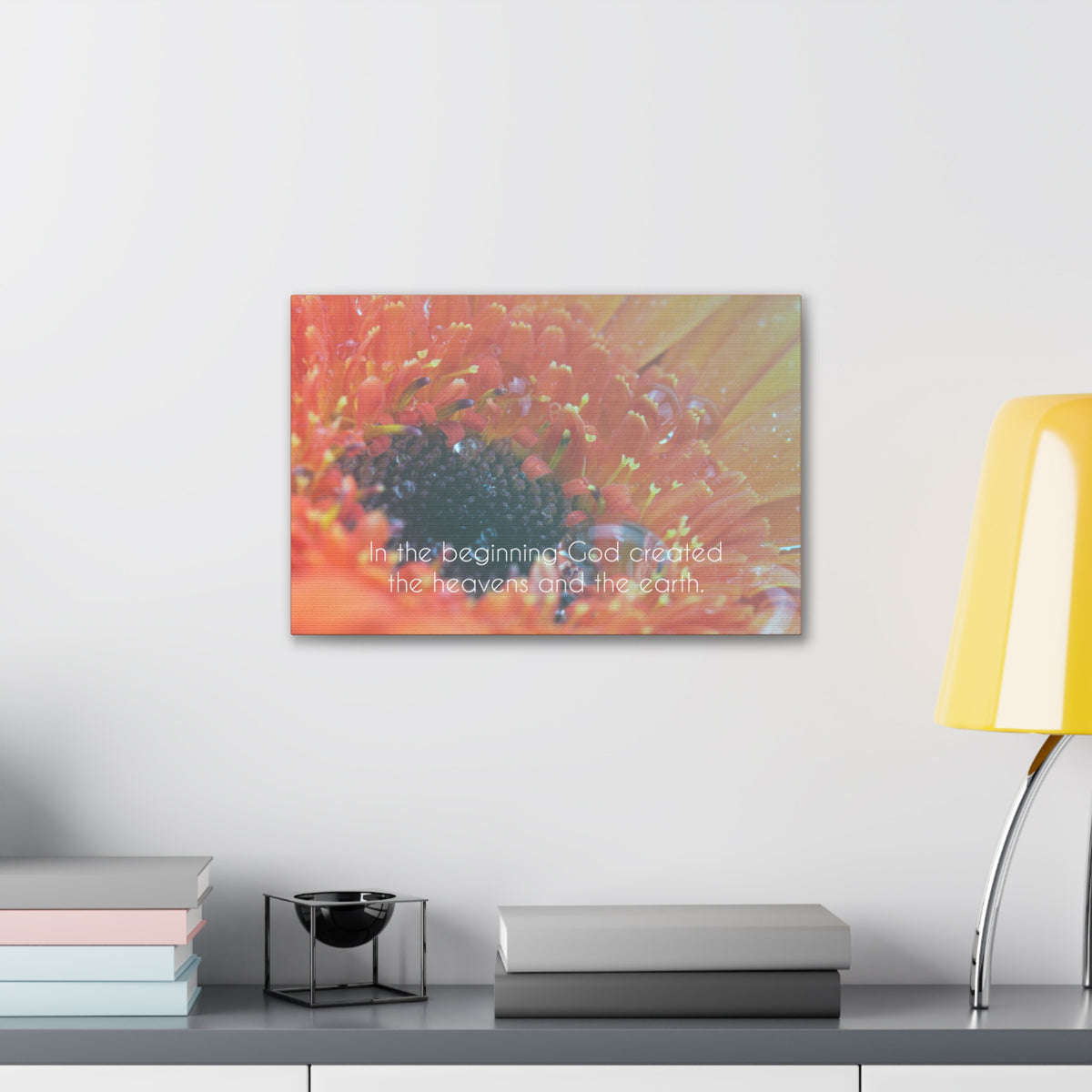 Scripture Canvas The Heavens And The Earth Genesis 1:1 Christian Wall Art Bible Verse Print Ready to Hang-Express Your Love Gifts