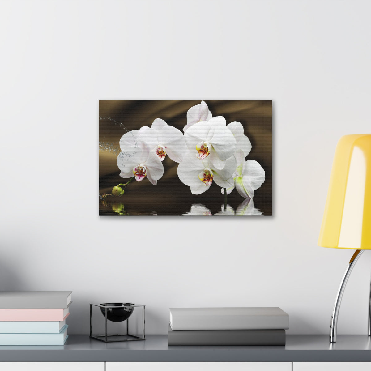 Orchids Reflected in Water Flower Canvas Wall Art for Home Decor Ready-to-Hang-Express Your Love Gifts
