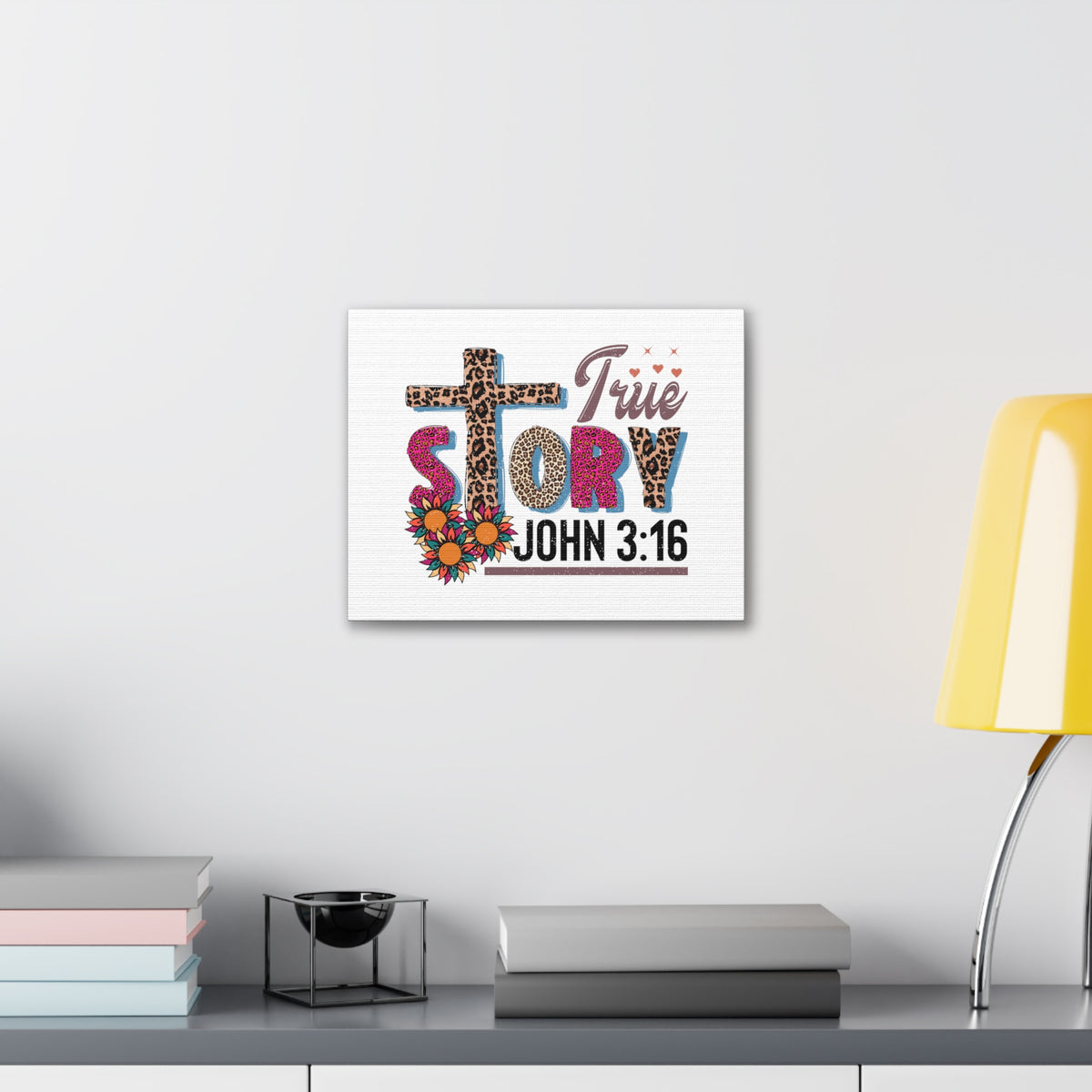 Scripture Walls John 3:16 True Story Bible Verse Canvas Christian Wall Art Ready to Hang Unframed-Express Your Love Gifts