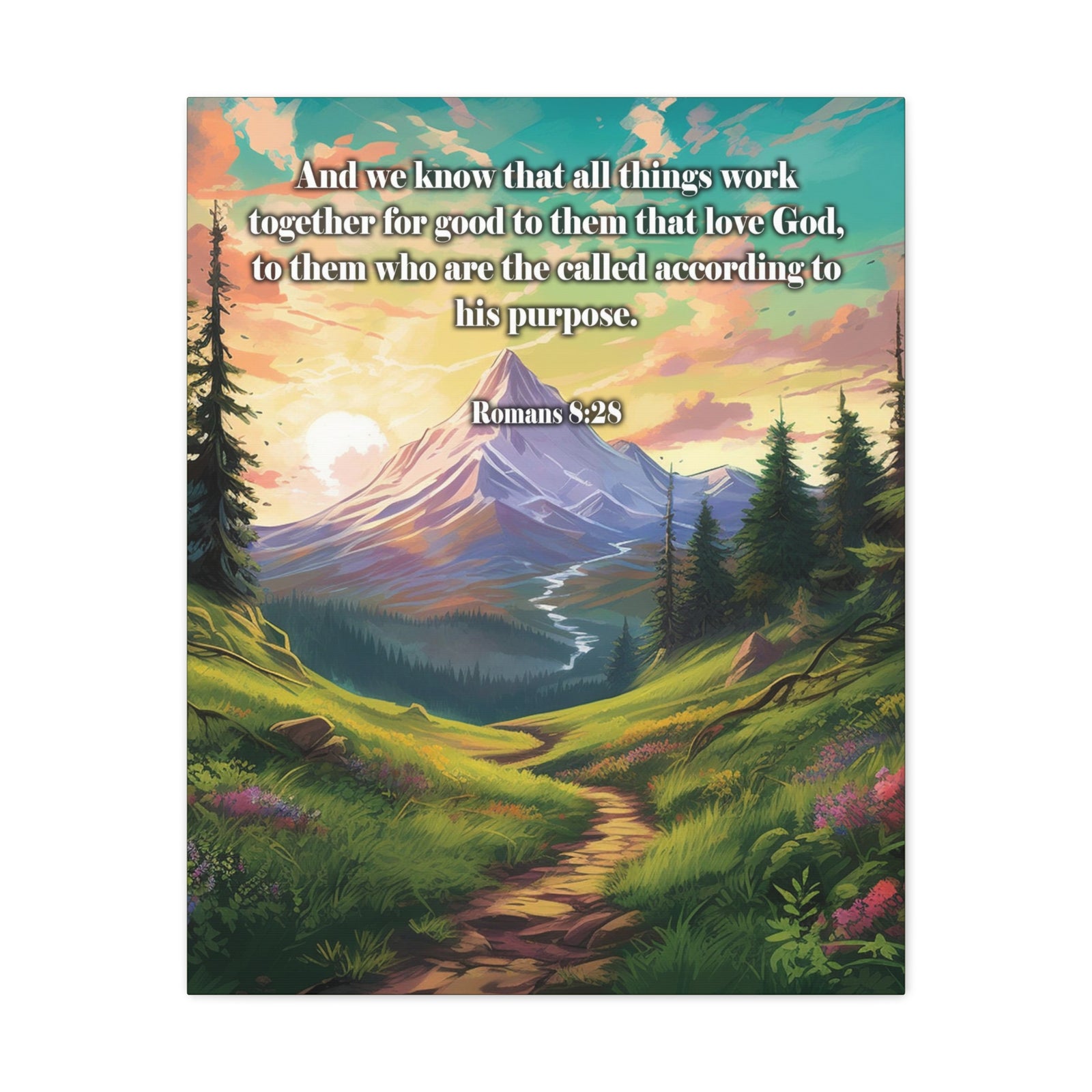 Scripture Walls All Things Work Together Romans 8:28 Christian Wall Art Print Ready to Hang Unframed-Express Your Love Gifts