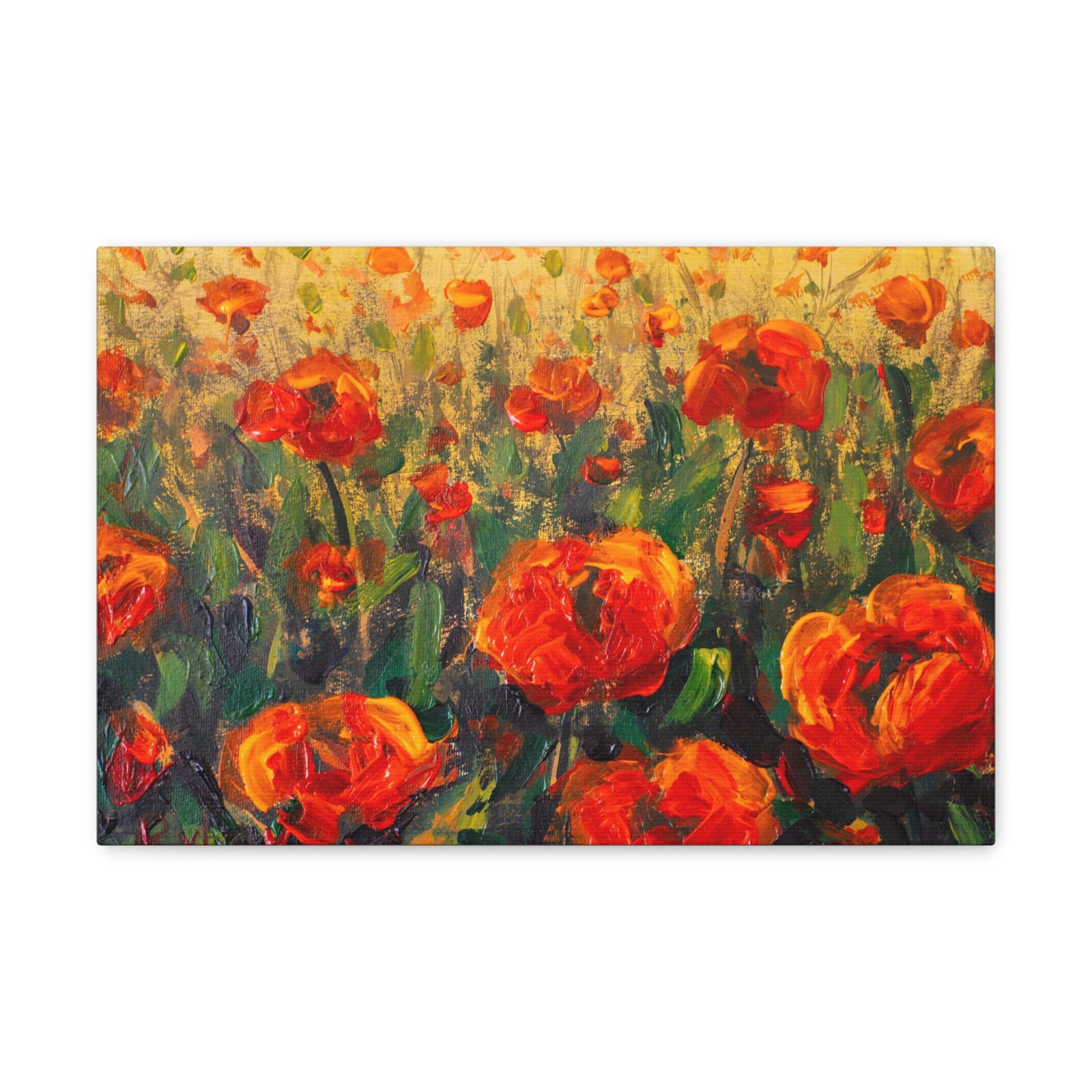 Red Large Poppies In Green Grass Flower Canvas Wall Art for Home Decor Ready-to-Hang-Express Your Love Gifts