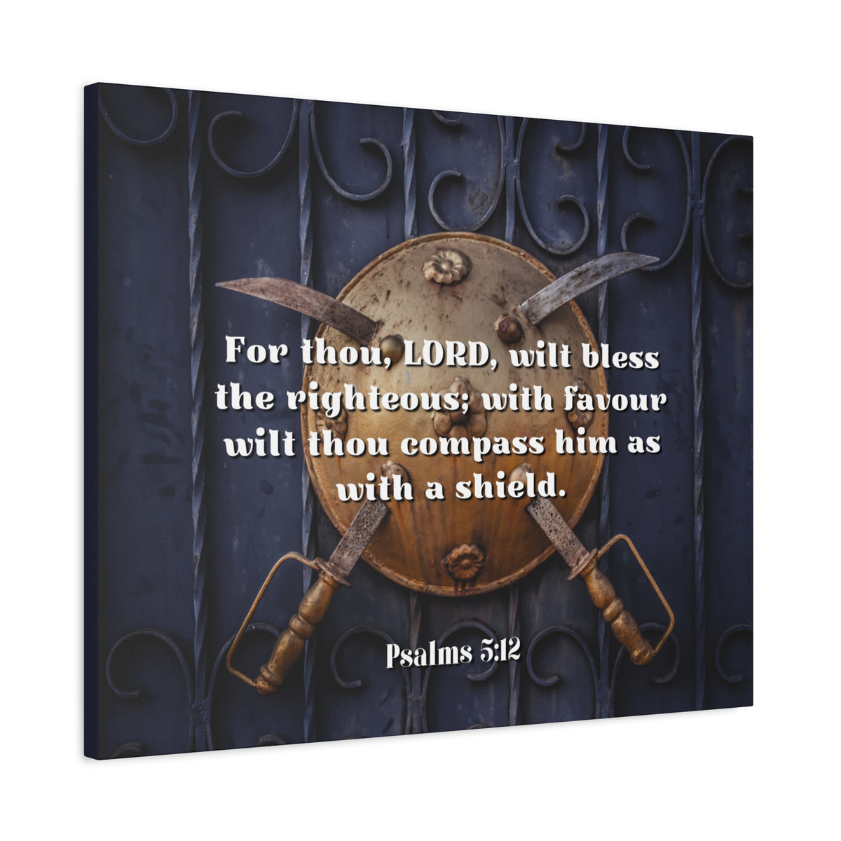 Scripture Canvas Bless The Righteous Psalm 5:12 Christian Wall Art Bible Verse Print Ready to Hang-Express Your Love Gifts