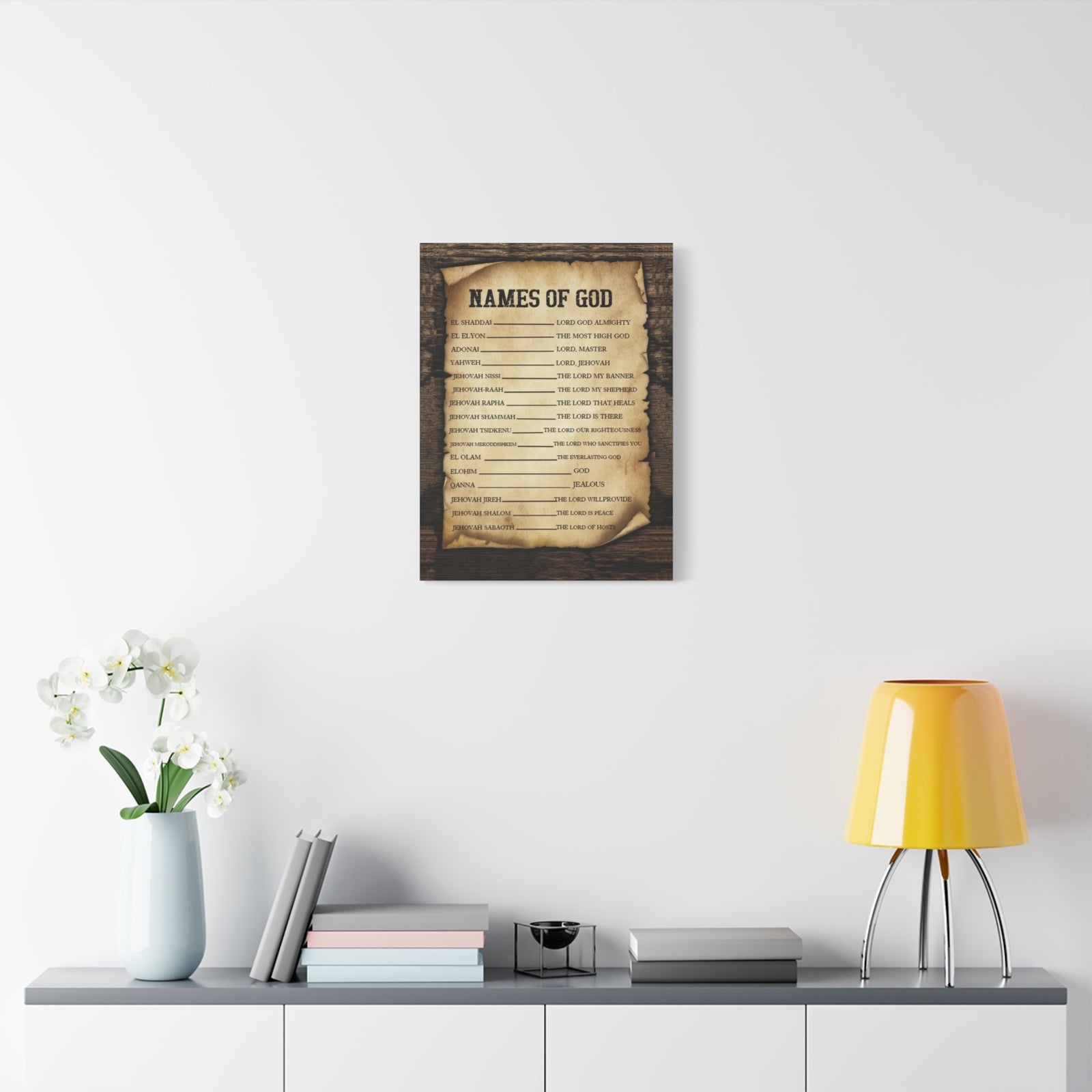 Scripture Canvas Names of God Christian Wall Art Bible Verse Print Ready to Hang-Express Your Love Gifts