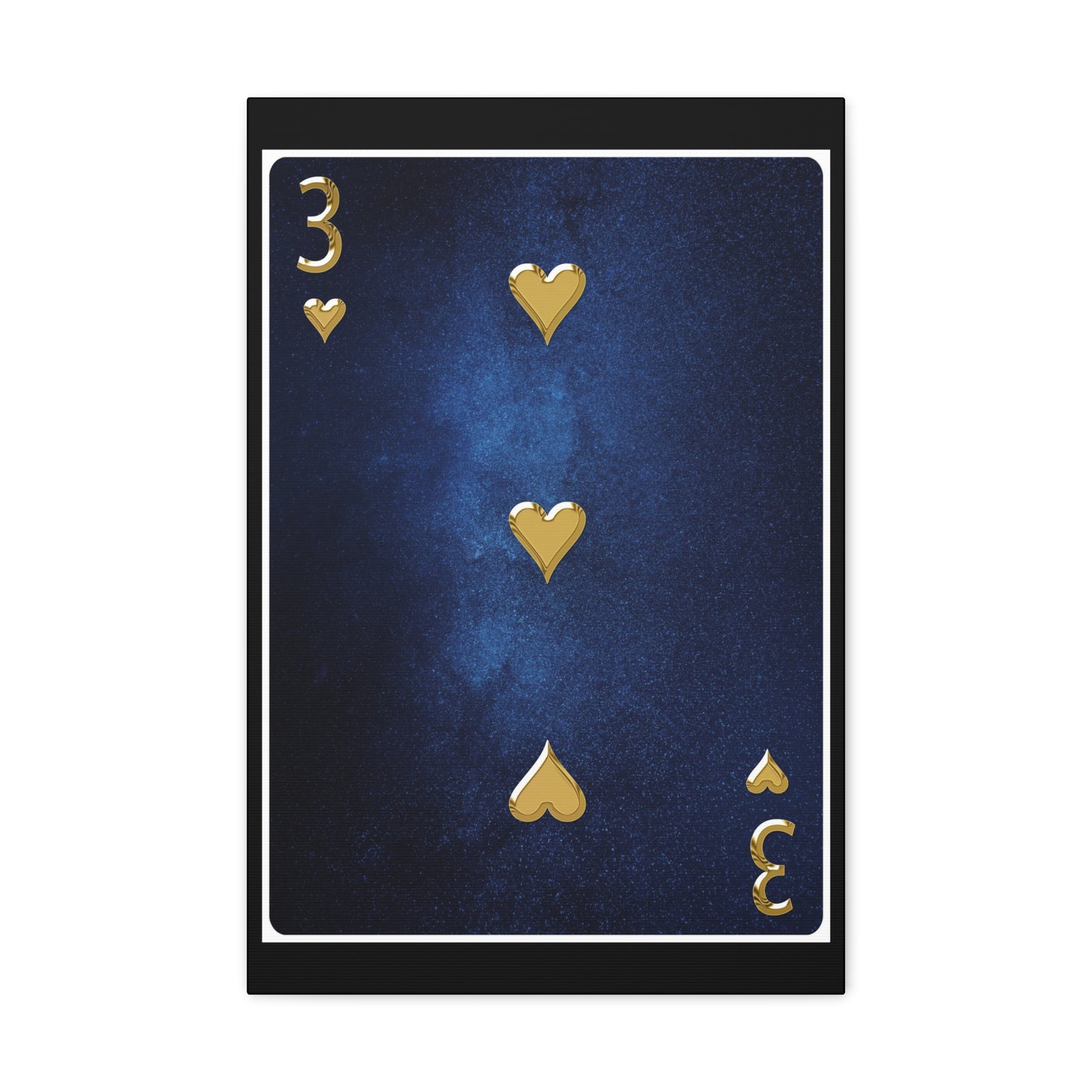 Three Of Hearts Space Background Playing Card Canvas Wall Art for Home Decor Ready-to-Hang-Express Your Love Gifts