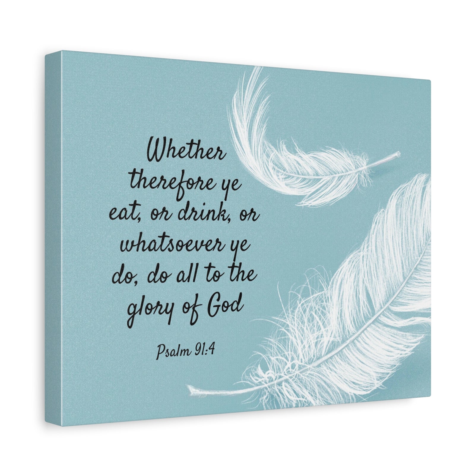 Scripture Canvas Glory Of God Psalm 91:4 Feather Christian Wall Art Bible Verse Print Ready to Hang-Express Your Love Gifts