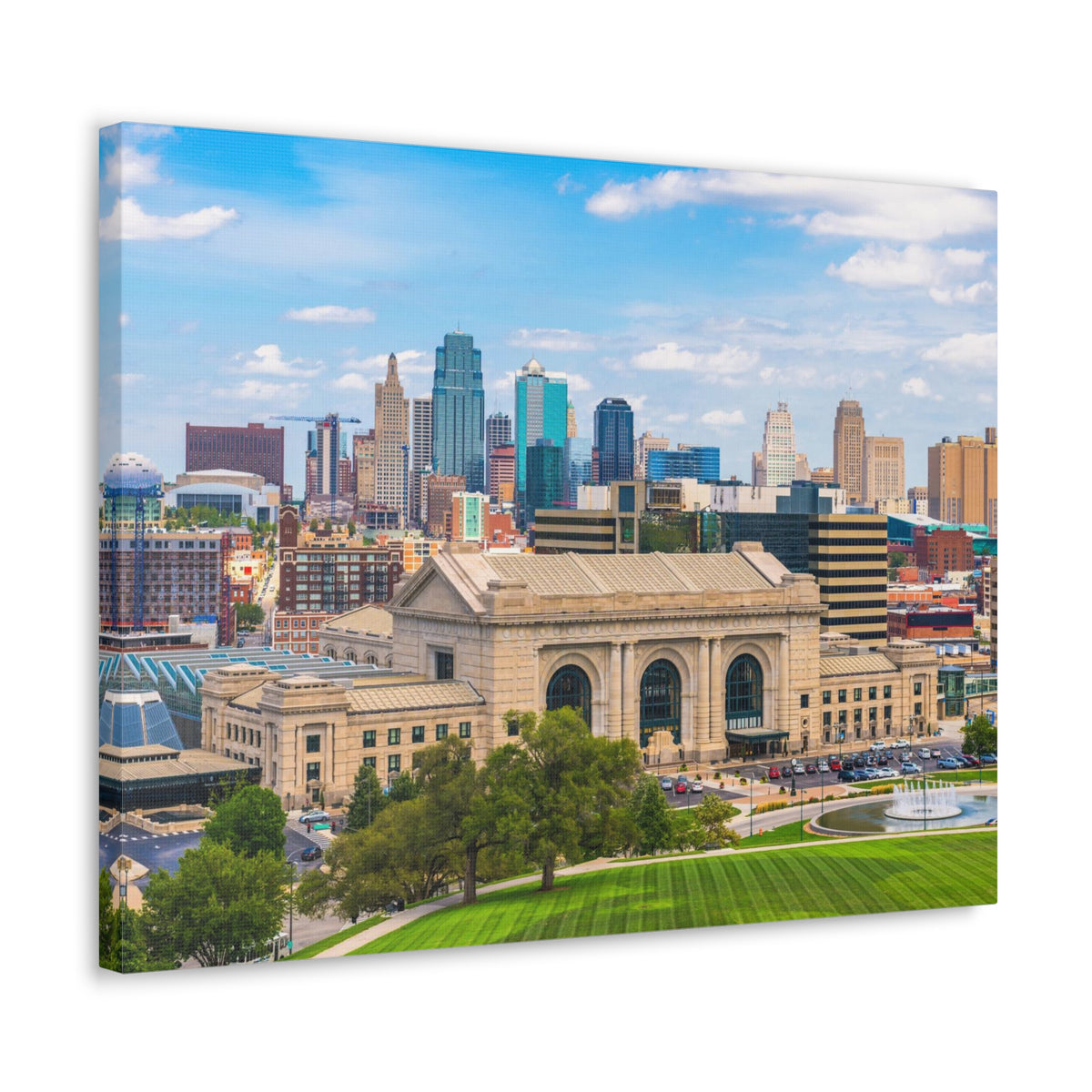 Kansas City Daytime Skyline Canvas Artwork High-Quality Breathtaking Stunning Cityscape for Home Decor Ready to Hang-Express Your Love Gifts