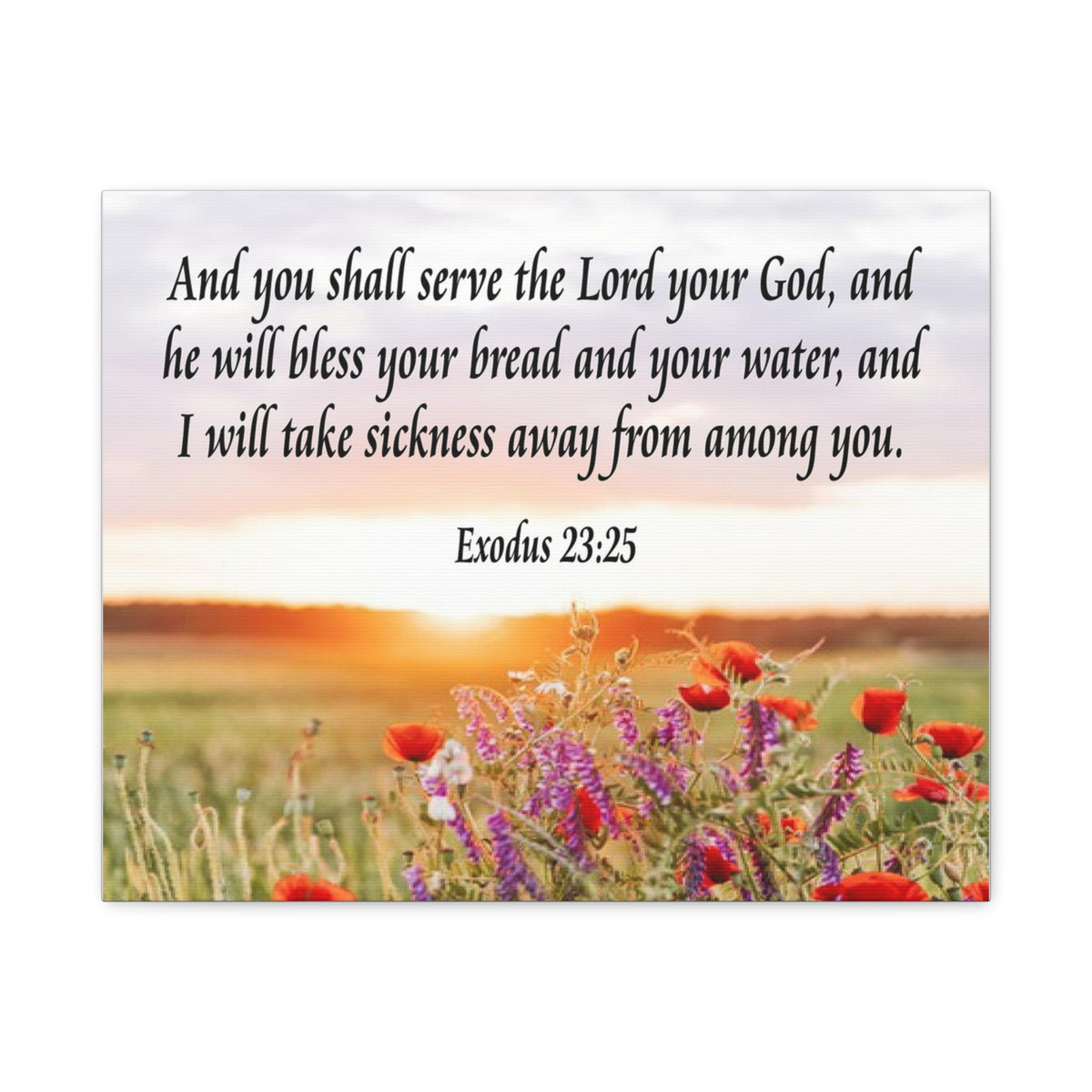 Bible Verse Canvas And You Shall Serve the Lord Exodus 23:25 Scripture Wall Art Christian Home Decor-Express Your Love Gifts
