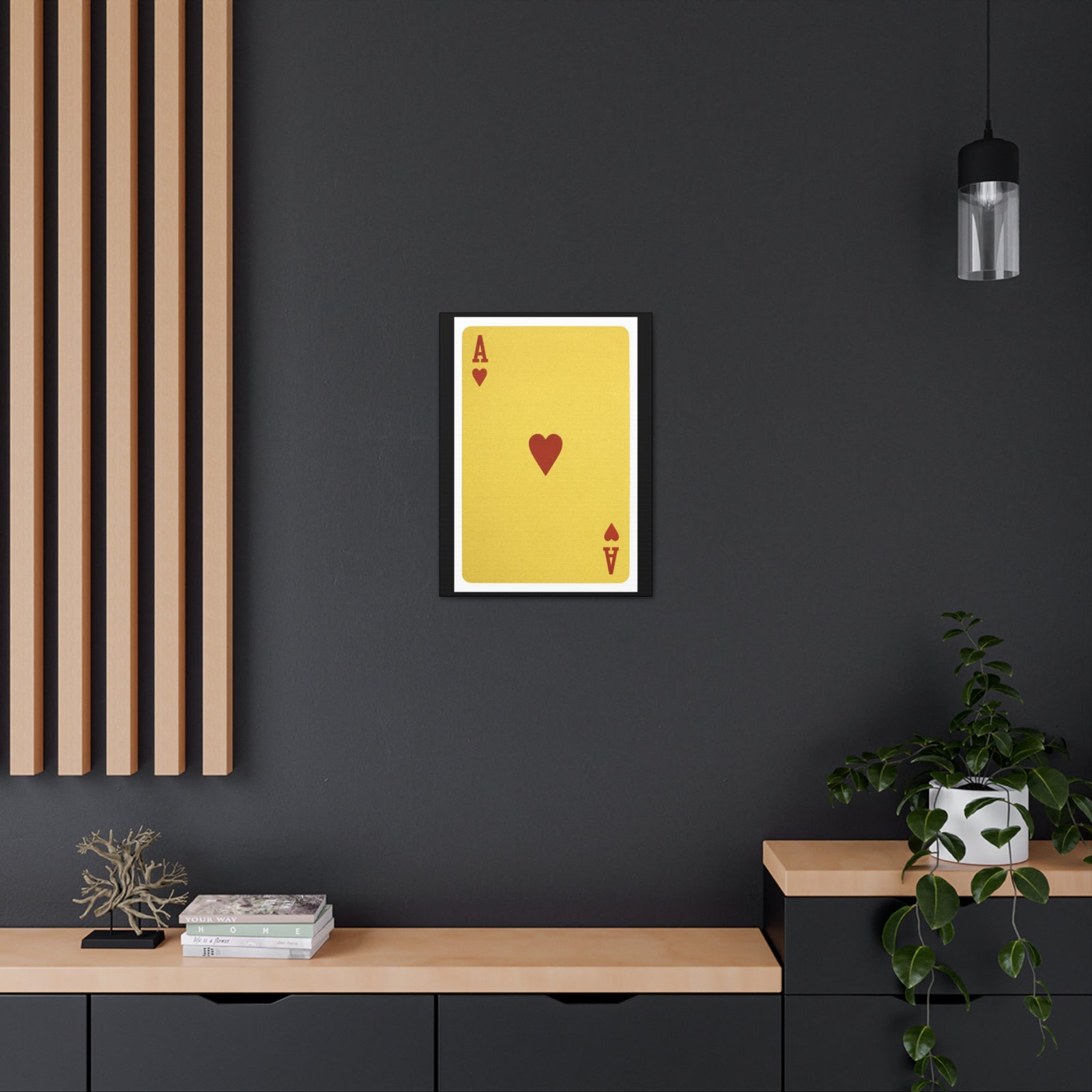 Golden Ace Of Hearts Isolated White Background Playing Card Canvas Wall Art for Home Decor Ready-to-Hang-Express Your Love Gifts