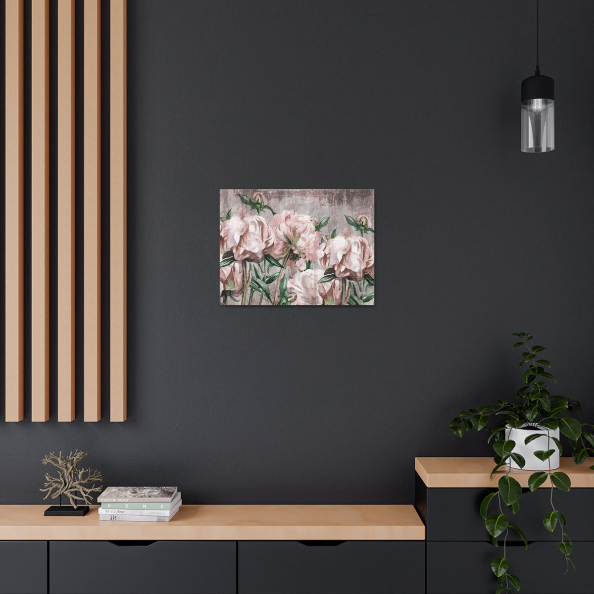 Large Art Peony Painted Flower Canvas Wall Art for Home Decor Ready-to-Hang-Express Your Love Gifts