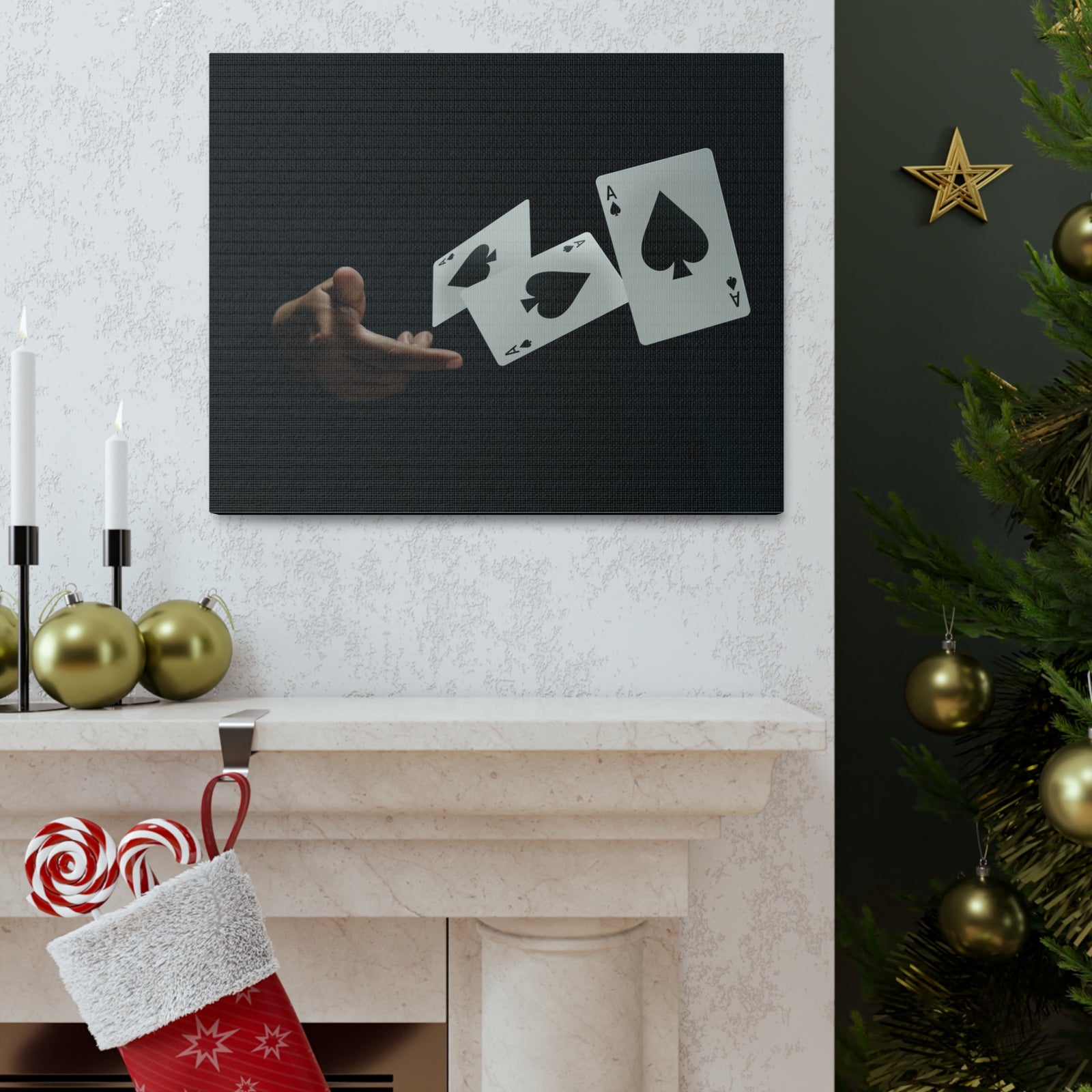 Magician Throwing Ace of Spades Playing Card Canvas Wall Art for Home Decor Ready-to-Hang-Express Your Love Gifts