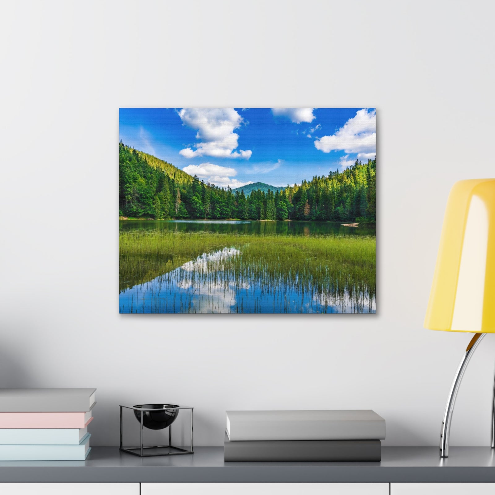 Teal Clear Forest LakeNature Wilderness Photography Canvas Wall Art for Home Decor Ready-to-Hang-Express Your Love Gifts