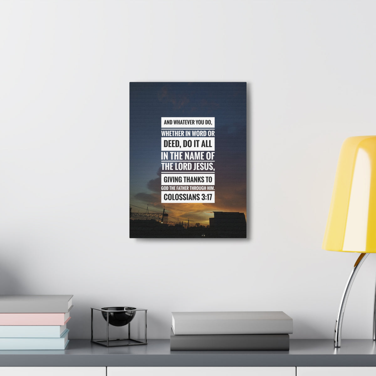 Scripture Canvas Thanks To God The Father Colossians 3:17 Christian Wall Art Bible Verse Print Ready to Hang-Express Your Love Gifts