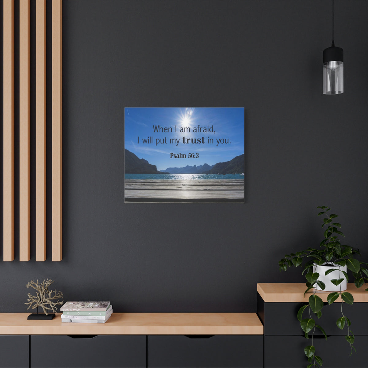 Scripture Canvas Trust Psalm 56:3 Christian Wall Art Bible Verse Print Ready to Hang-Express Your Love Gifts