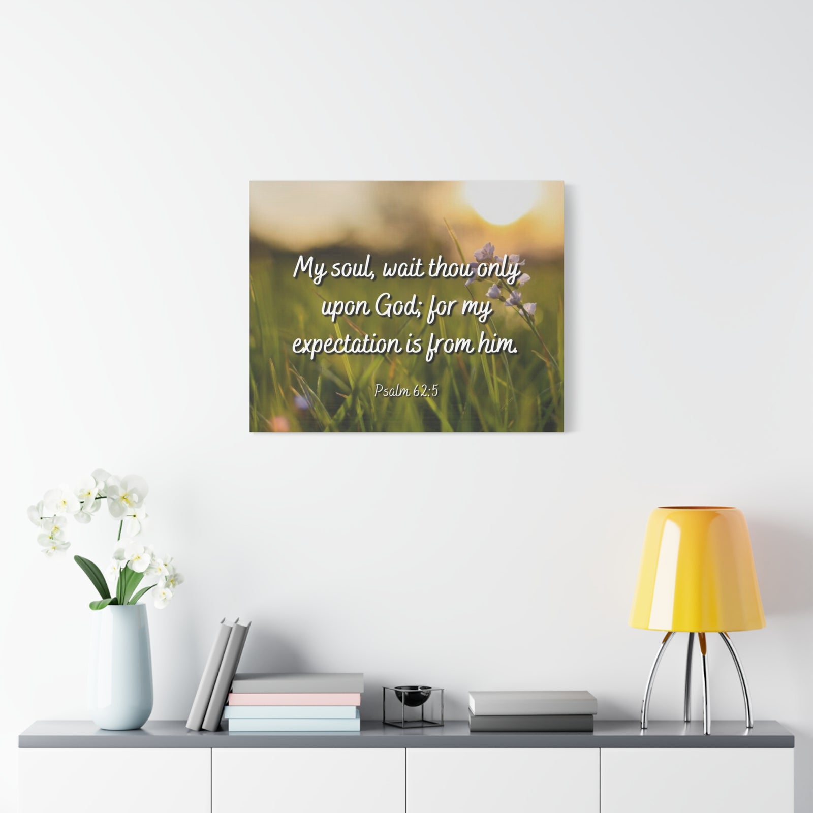 Scripture Canvas My Expectation Psalm 62:5 Christian Wall Art Bible Verse Print Ready to Hang-Express Your Love Gifts