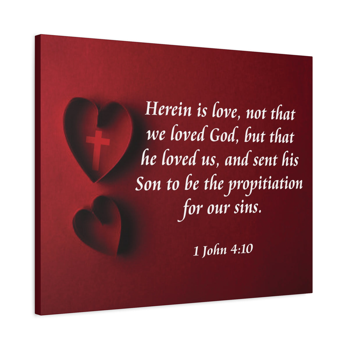 Bible Verse Canvas Herein is Love 1 John 4:10 Christian Home Décor Wall Art Scripture Ready to Hang Faith Print-Express Your Love Gifts