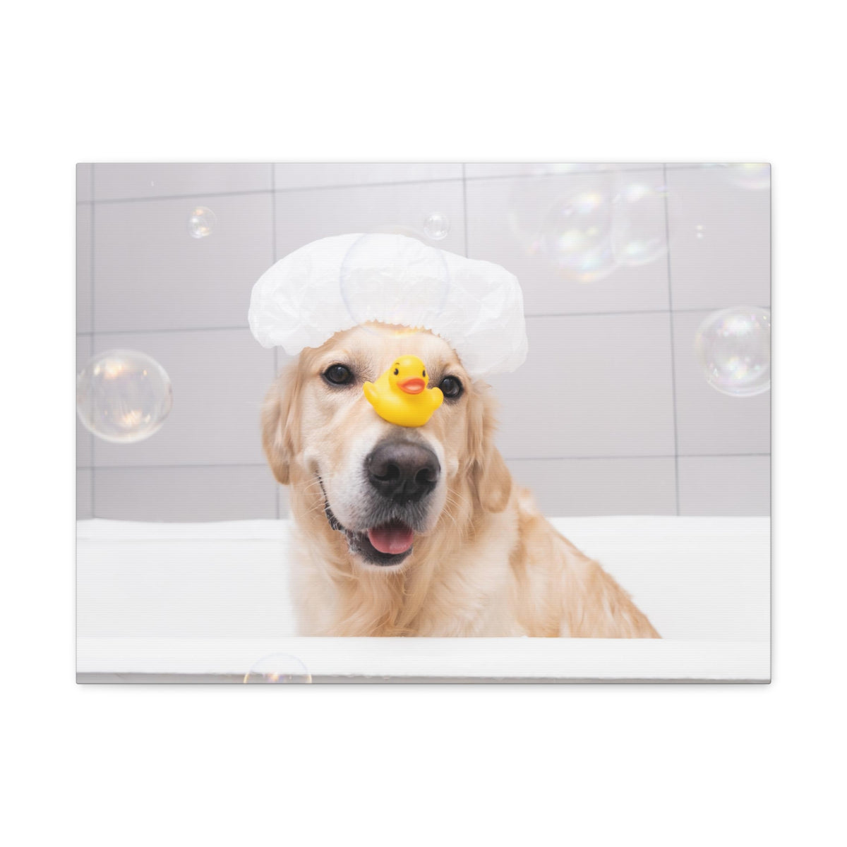 Cute Golden Retriever Bathee Canvas Wall Art for Home Decor Ready-to-Hang-Express Your Love Gifts