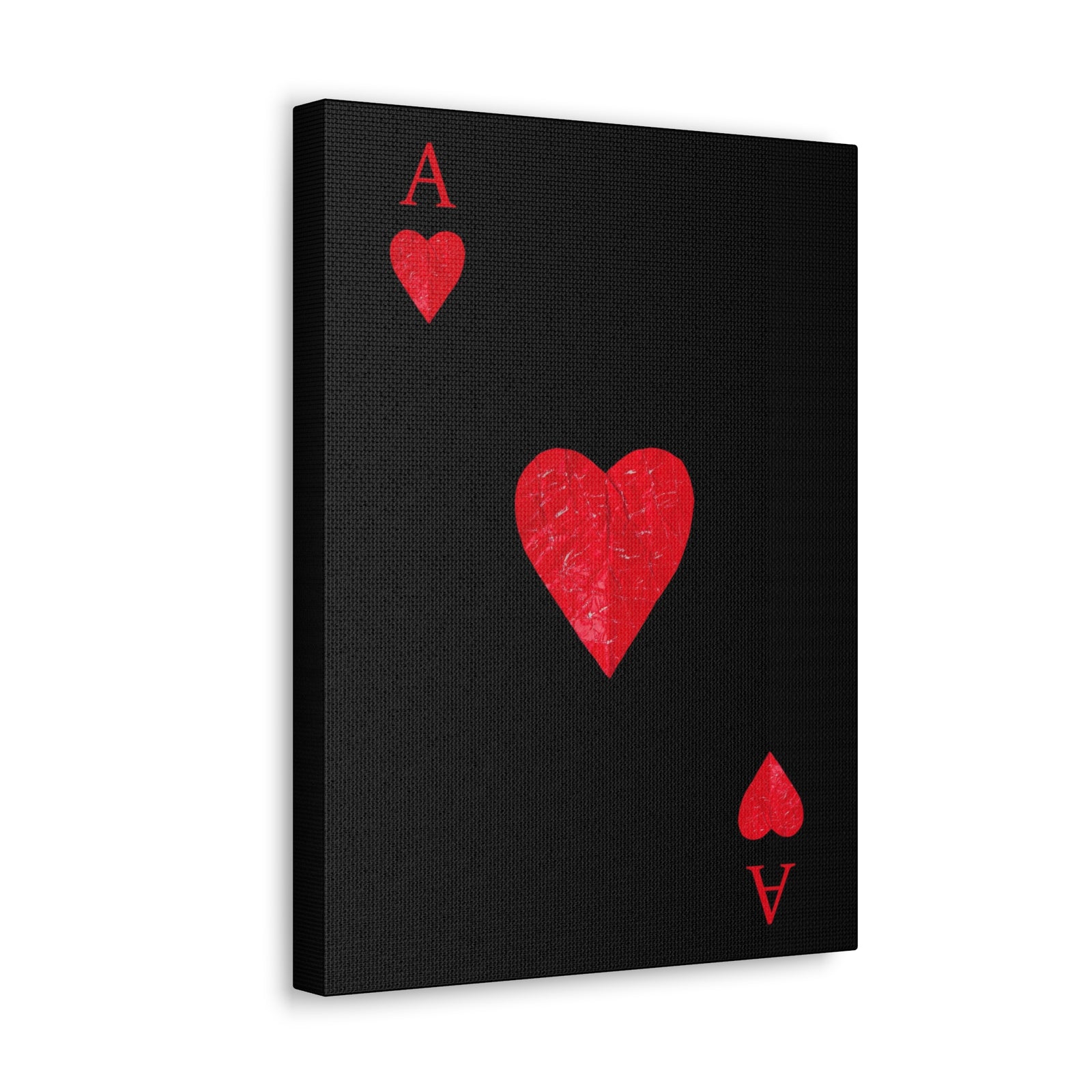 Ace Of Hearts Black Surface Playing Card Canvas Wall Art for Home Decor Ready-to-Hang-Express Your Love Gifts