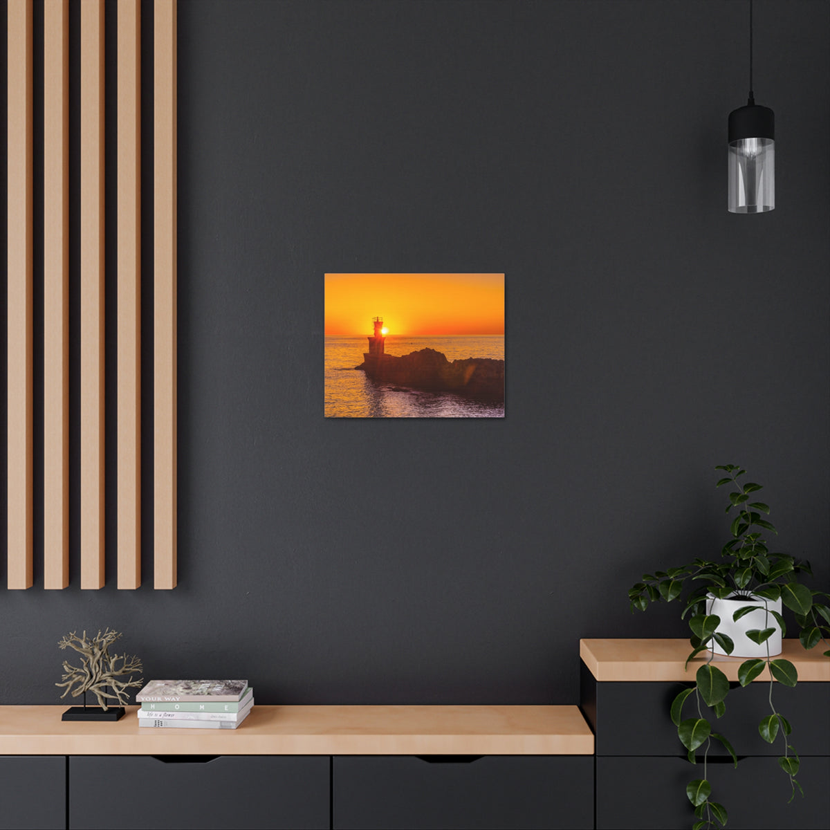 Sun Lighthouse Sunset Forest Floral Nature Photography Canvas Wall Art for Home Decor Ready-to-Hang-Express Your Love Gifts