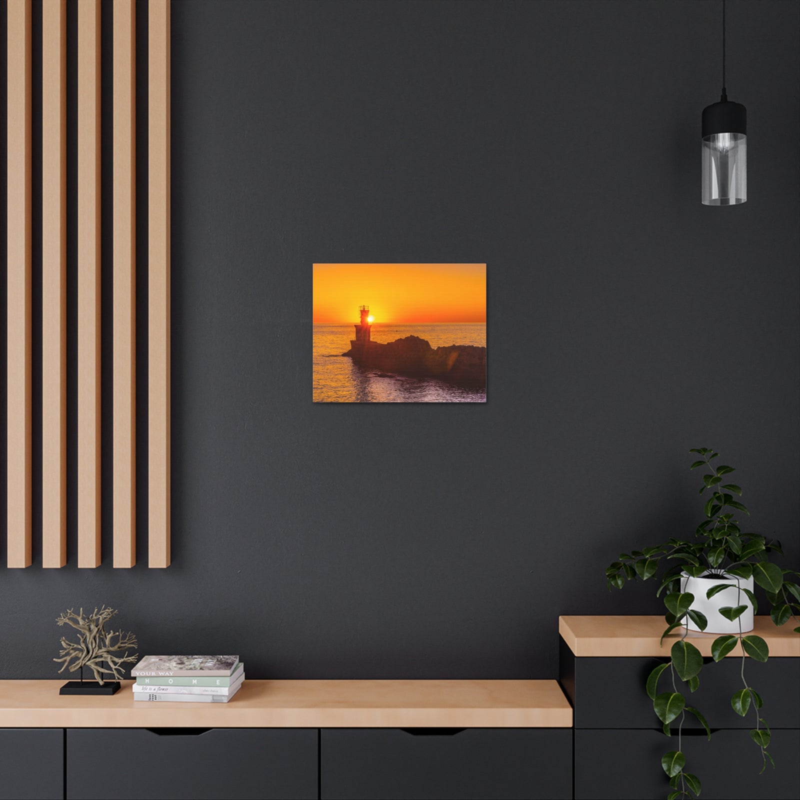 Sun Lighthouse Sunset Forest Floral Nature Photography Canvas Wall Art for Home Decor Ready-to-Hang-Express Your Love Gifts