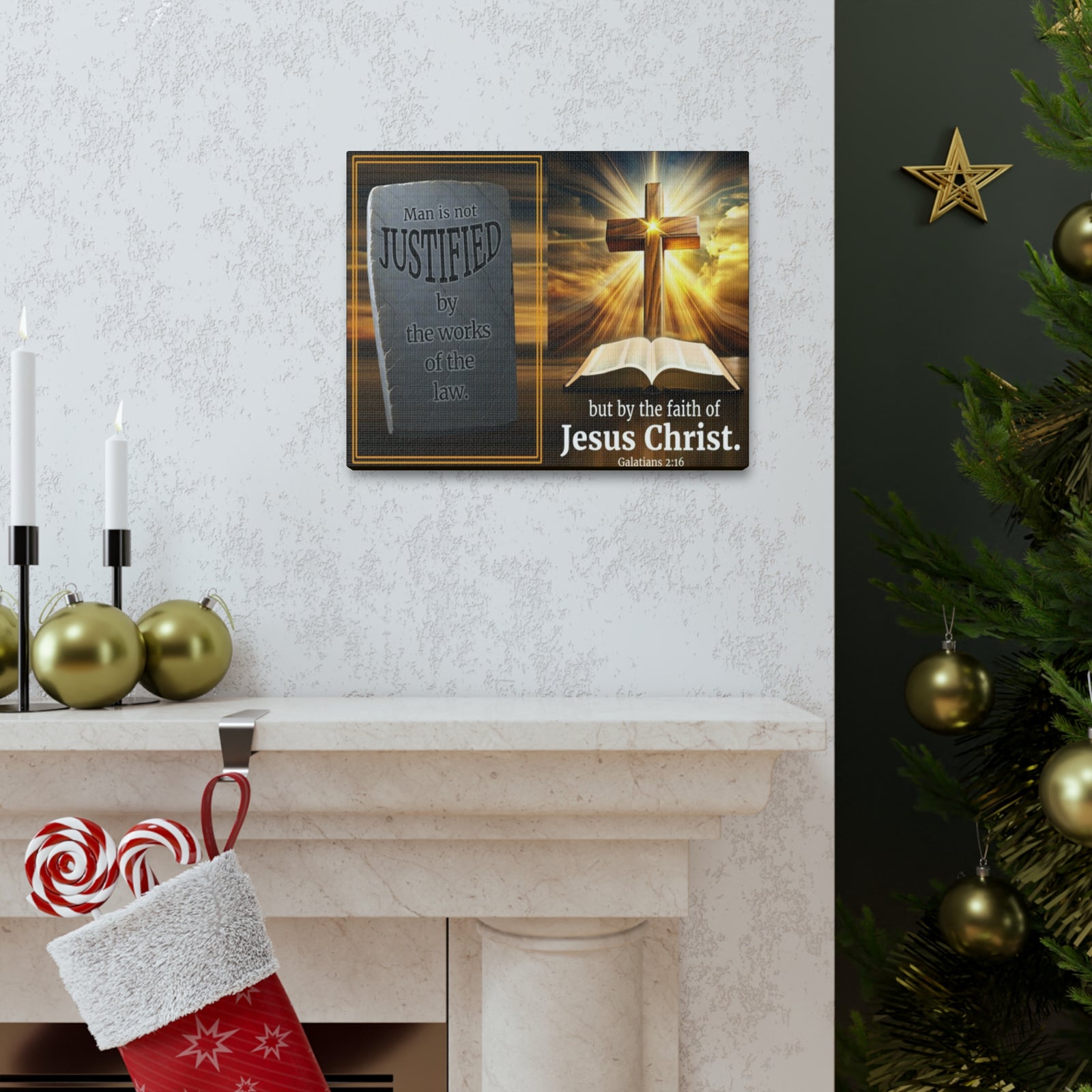 Scripture Walls Galatians 2:16 Faith & Law Bible Verse Canvas Christian Wall Art Ready to Hang Unframed-Express Your Love Gifts