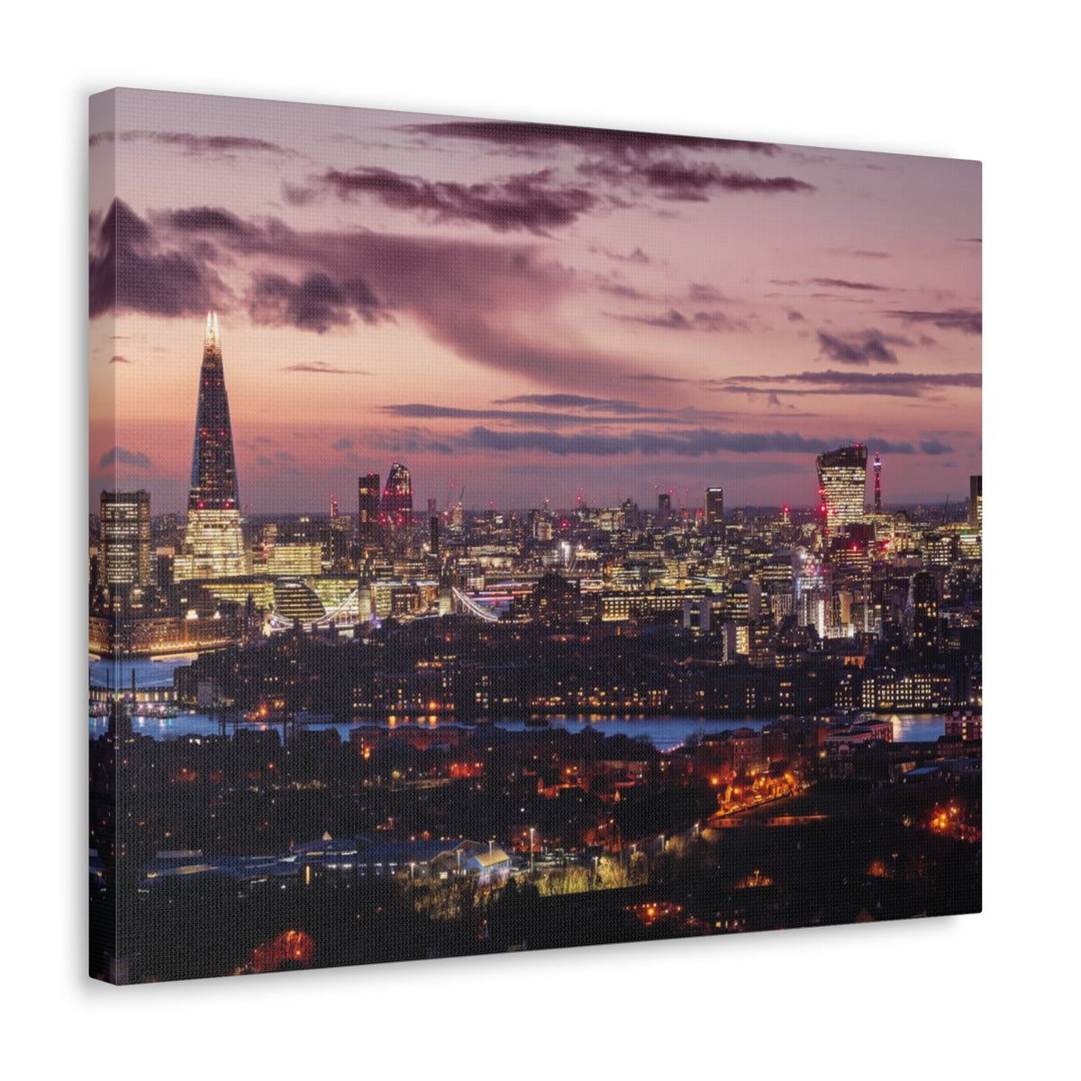 London Night Skyline Canvas Artwork High-Quality Breathtaking Stunning Cityscape for Home Decor Ready to Hang-Express Your Love Gifts