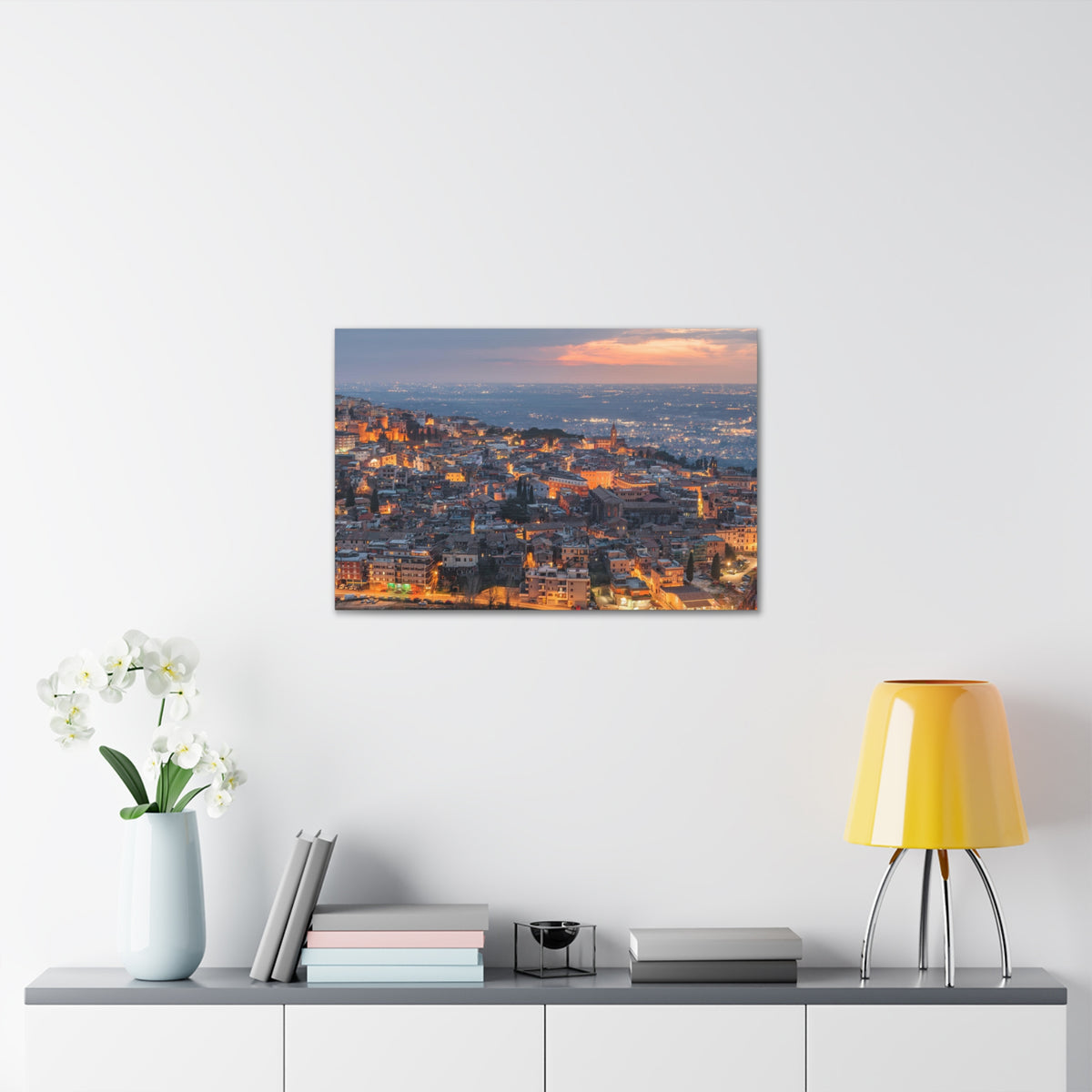 Rome Night Skyline Canvas Artwork High-Quality Breathtaking Stunning Cityscape for Home Decor Ready to Hang-Express Your Love Gifts