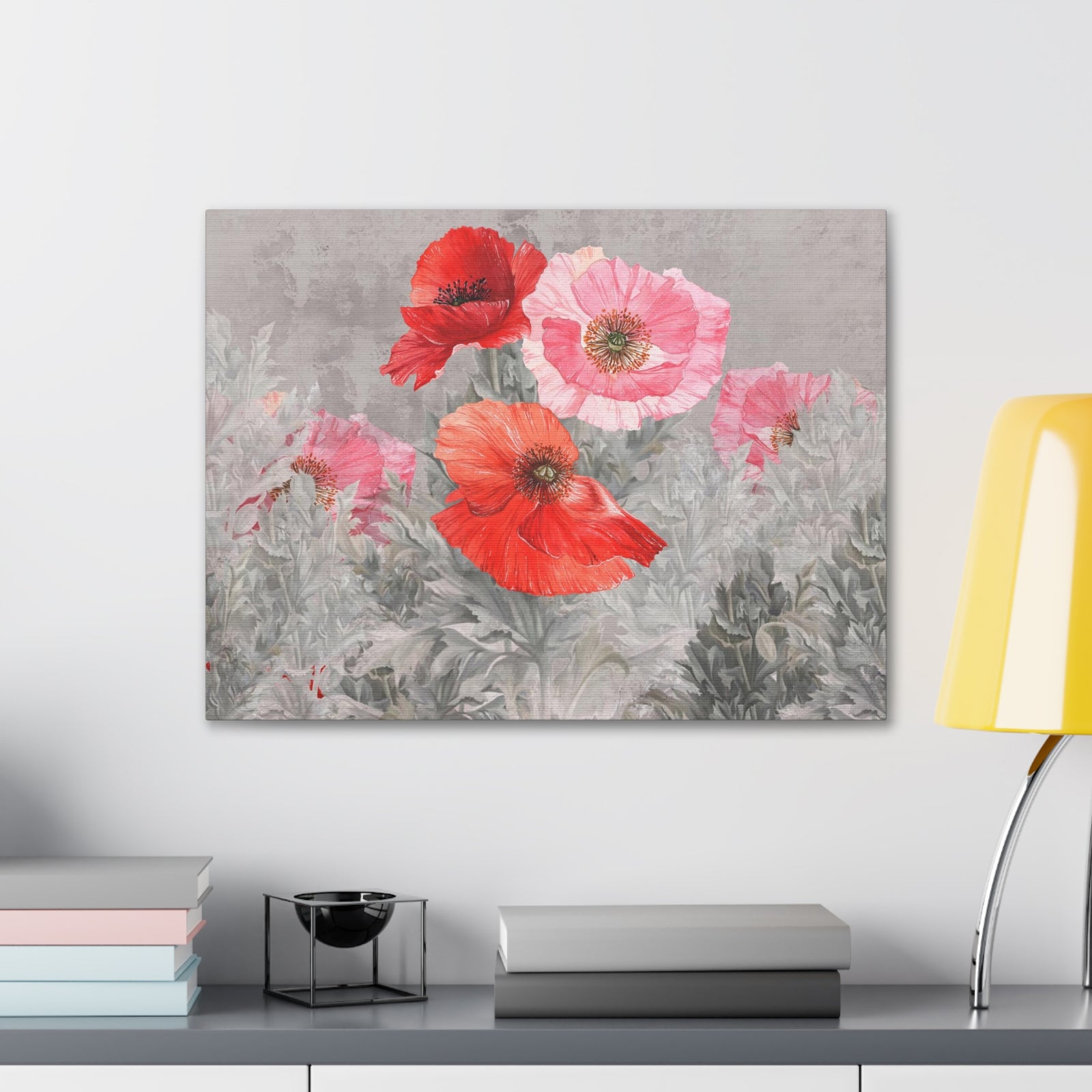 Poppies Flowers Illustration Flower Canvas Wall Art for Home Decor Ready-to-Hang-Express Your Love Gifts